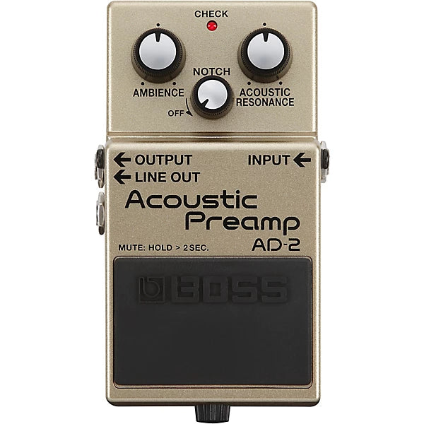 BOSS AD-2 Acoustic Preamp Pedal for Guitar - High-Quality Sound Enhancer & DI Box for Live Performances & Studio Recording