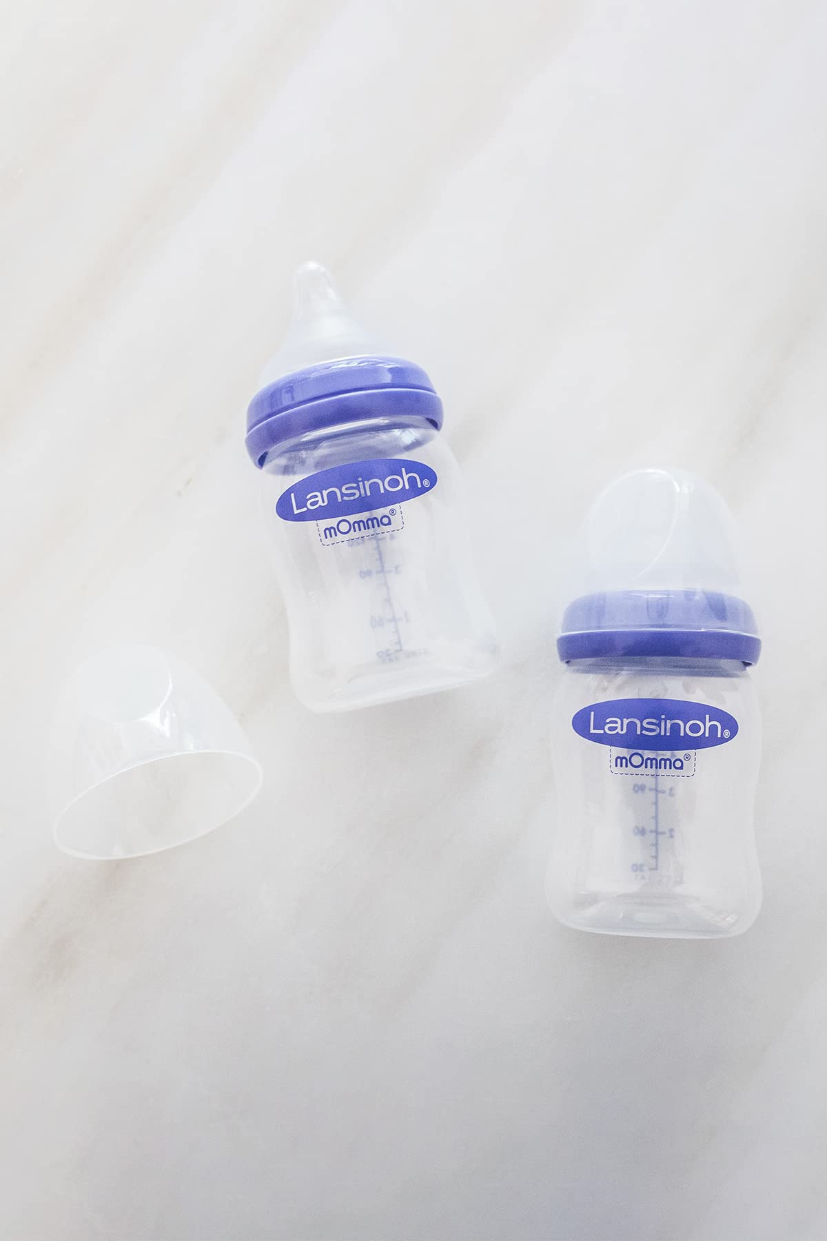 Lansinoh Momma Breastmilk Feeding Bottle with NaturalWave Slow Flow Nipple - 5oz (2-Pack) - BPA-Free Baby Bottles for Breastfed Infants - Ideal for Newborns, Travel & Daycare Use