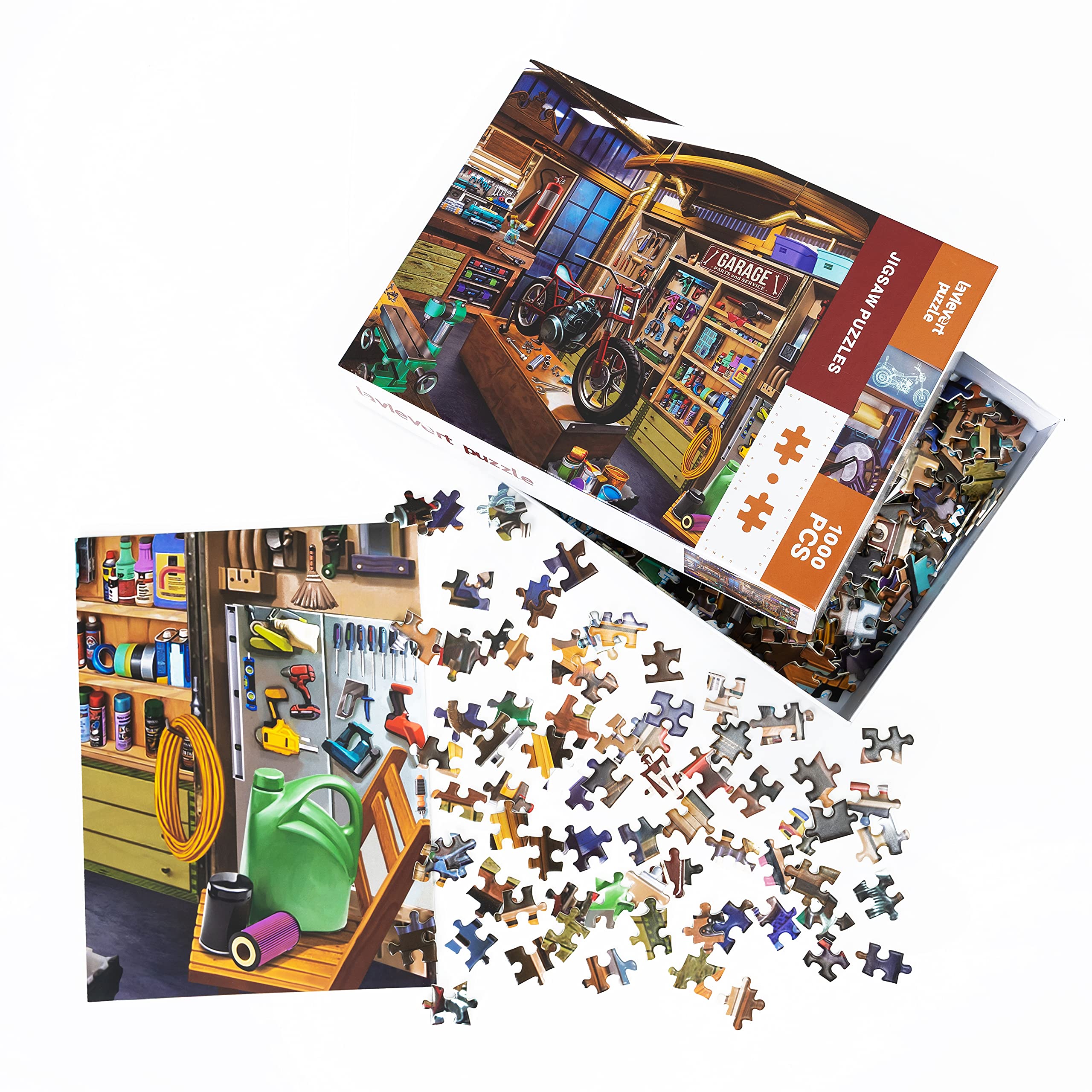 Lavievert 1000 Piece Jigsaw Puzzle for Adults & Kids - Challenging Garage Scene Puzzle for Family Game Night & Relaxation