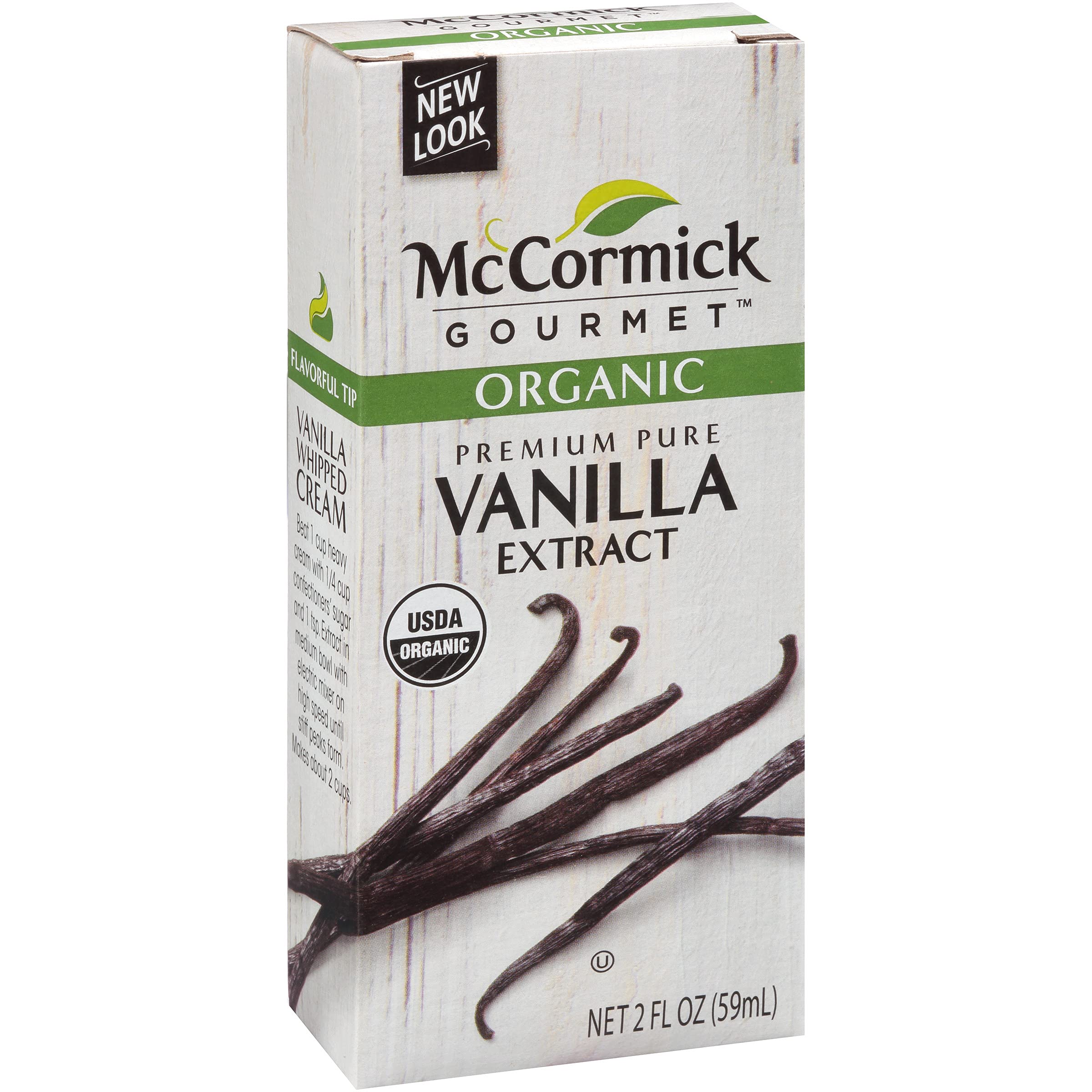 McCormick Gourmet Organic Premium Pure Vanilla Extract - 2 fl oz (59ml) - All-Natural Baking Ingredient for Cakes, Cookies & Desserts - USDA Certified Organic