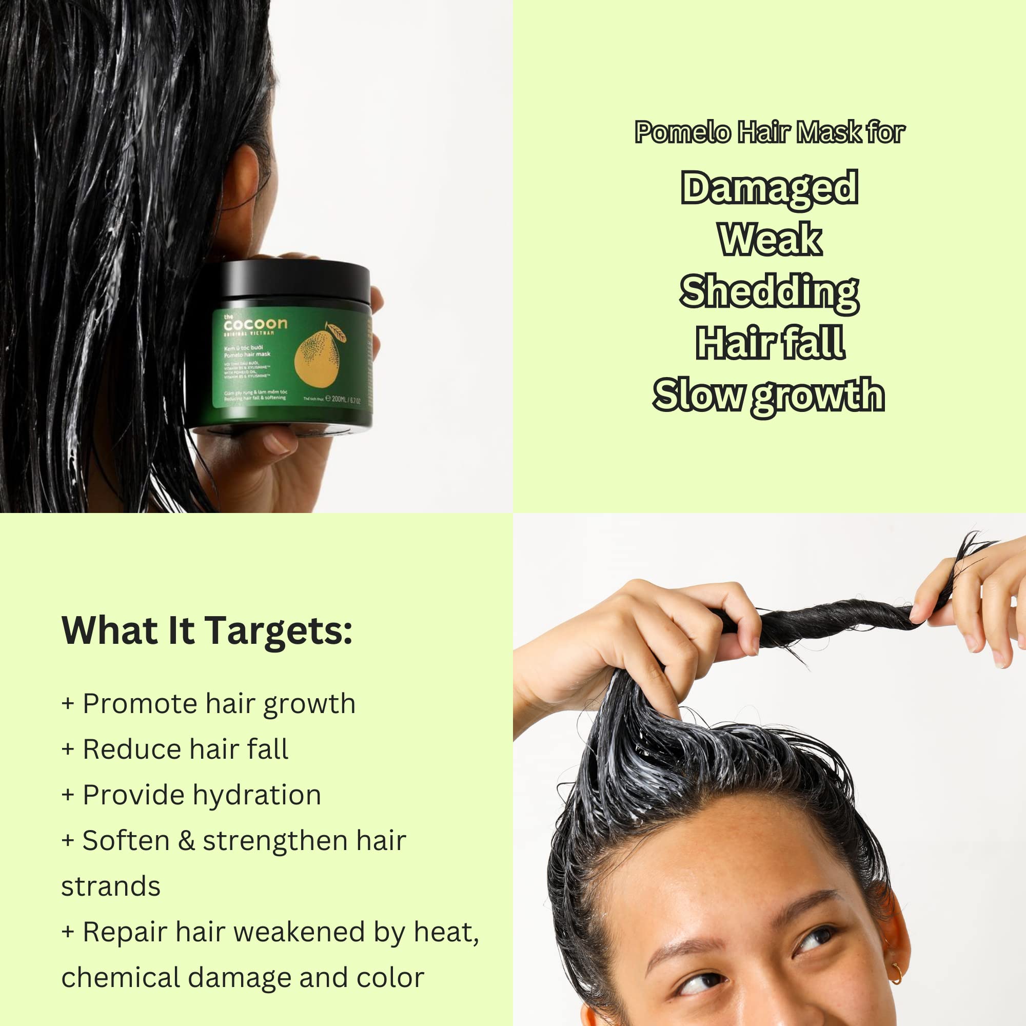 Ultimate Hair Repair Set with Pomelo Tonic, Shampoo, Conditioner & Hair Mask - Deep Nourishing & Hydrating Treatment for Damaged Hair - Salon-Quality Hair Care Kit for Dry, Frizzy & Color-Treated Hair at Home