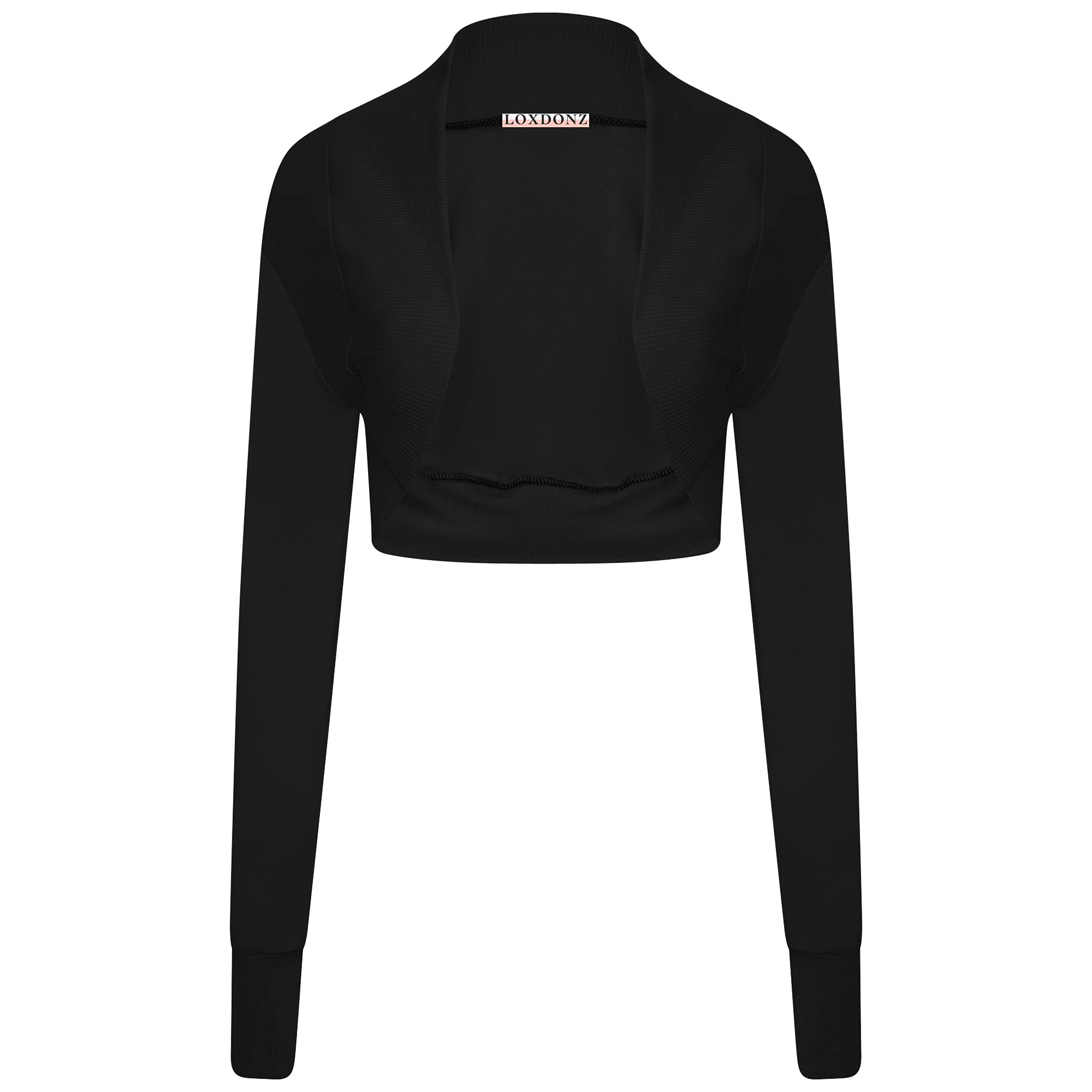 Loxdonz Women's Long Sleeve Bolero Shrug Cropped Cardigan - Stylish Open Front Crop Top for Casual Outfits & Layering