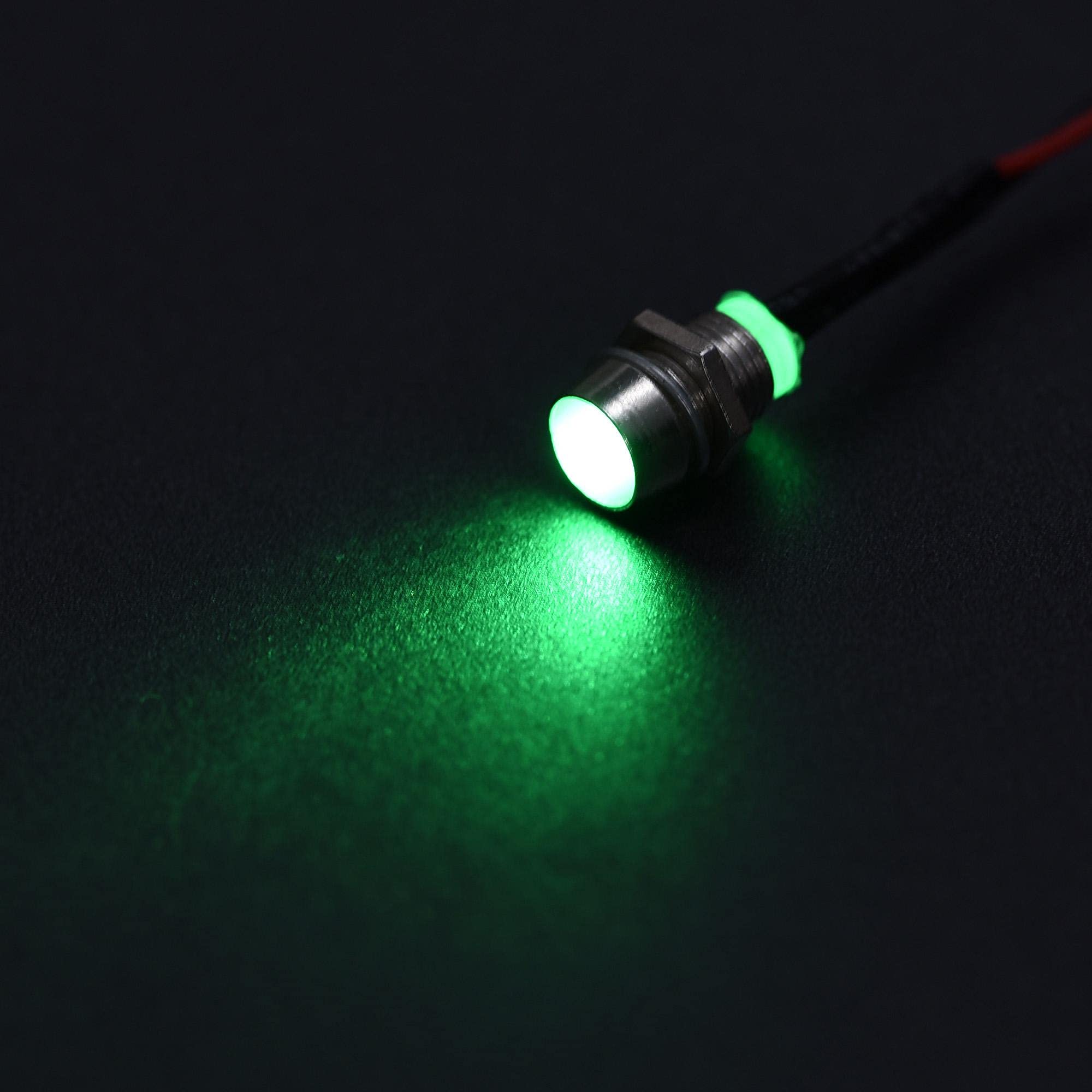 uxcell 12V 8mm Green LED Indicator Light - AC/DC Panel Mount Signal Lamp with Metal Shell (5 Pack) - Perfect for Industrial Equipment, Control Panels & DIY Electronics Projects