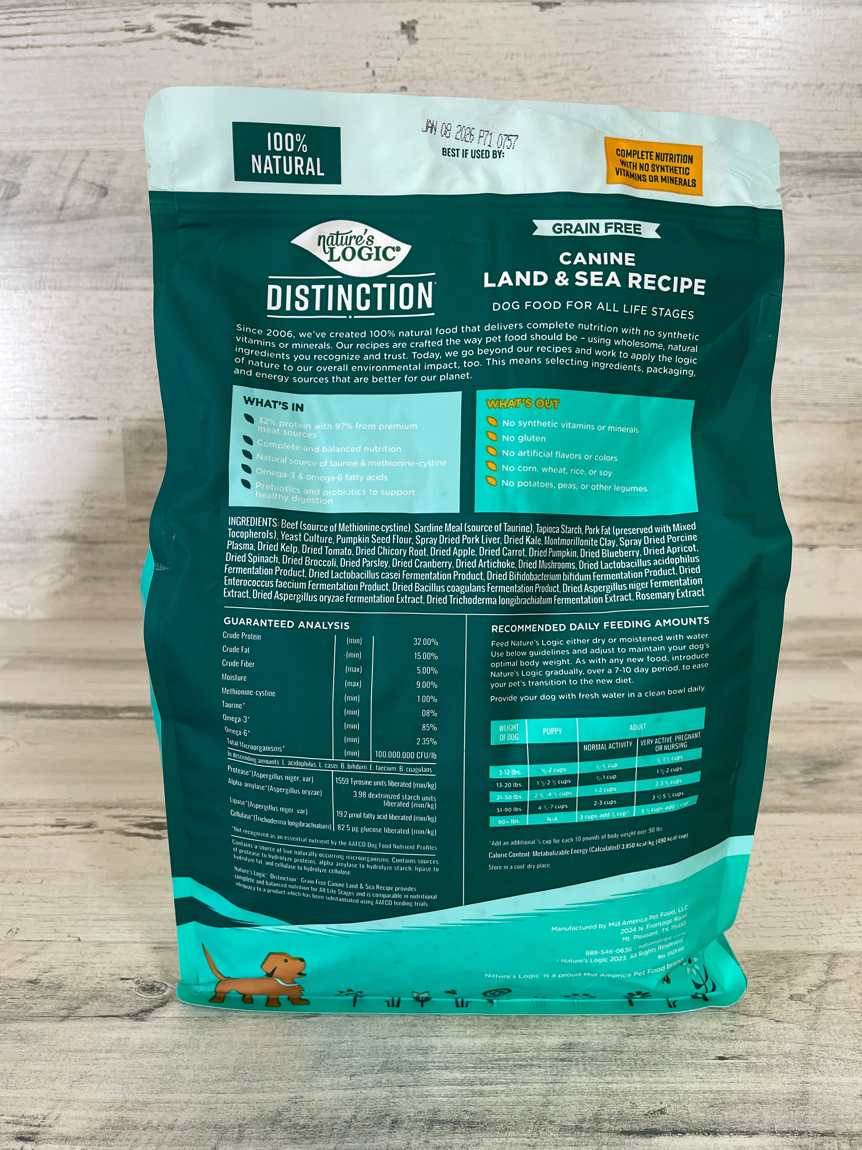 Nature's Logic Distinction Canine Land & Sea Dry Dog Food - Premium Natural Nutrition for Adult Dogs - Perfect for Active Pets & Outdoor Adventures