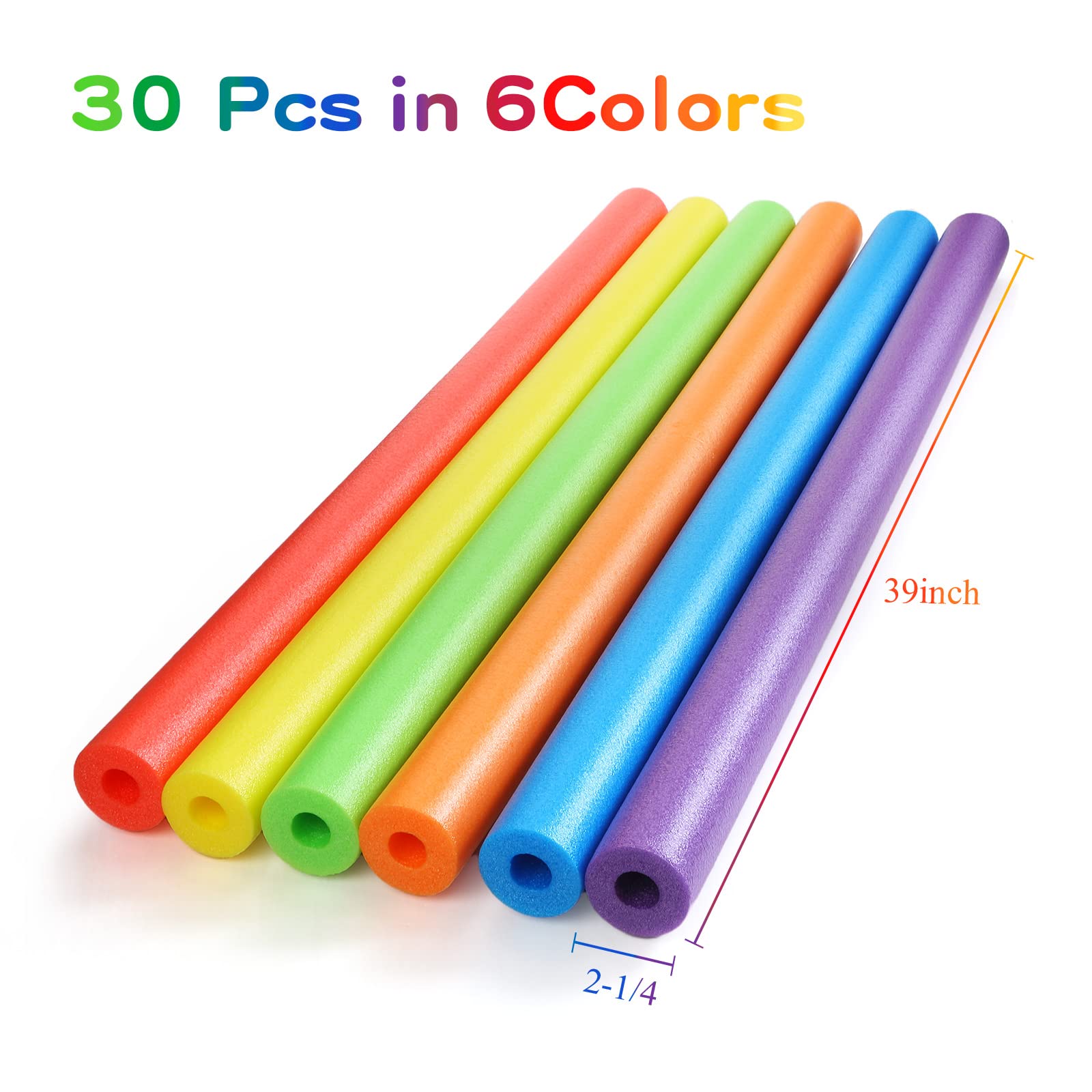 30 Pack Sratte 39-Inch Jumbo Pool Noodles - Bulk Hollow Foam Swim Floats for DIY Decorations, Swimming, Water Crafts | Perfect for Pool Parties, Summer Activities & Kids' Water Play