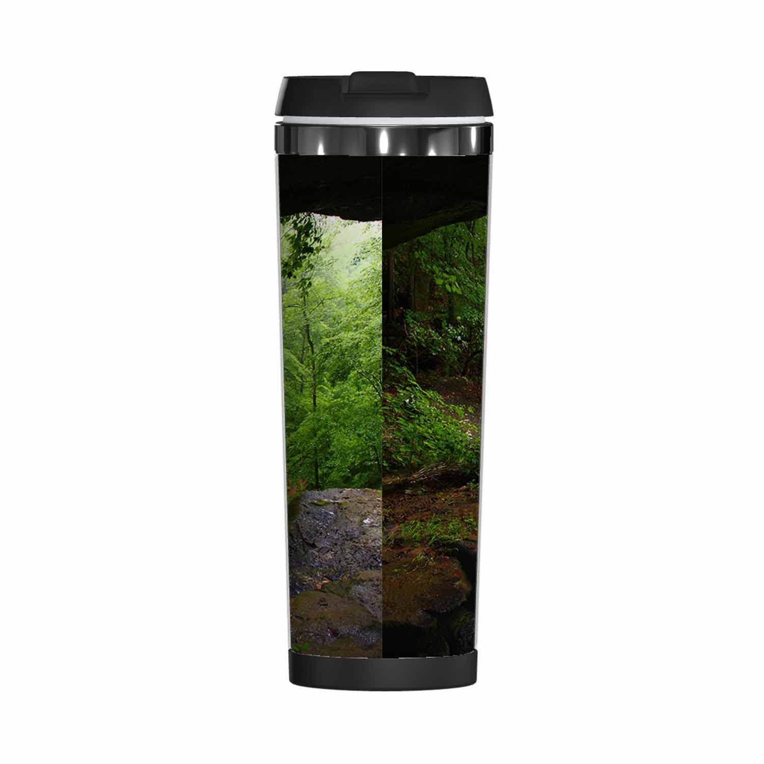 WONDERTIFY Stainless Steel Double Walled Thermal Coffee Mug - Insulated Travel Water Bottle with Natural Cave Design, Perfect for Outdoor Adventures, Camping & Office Use