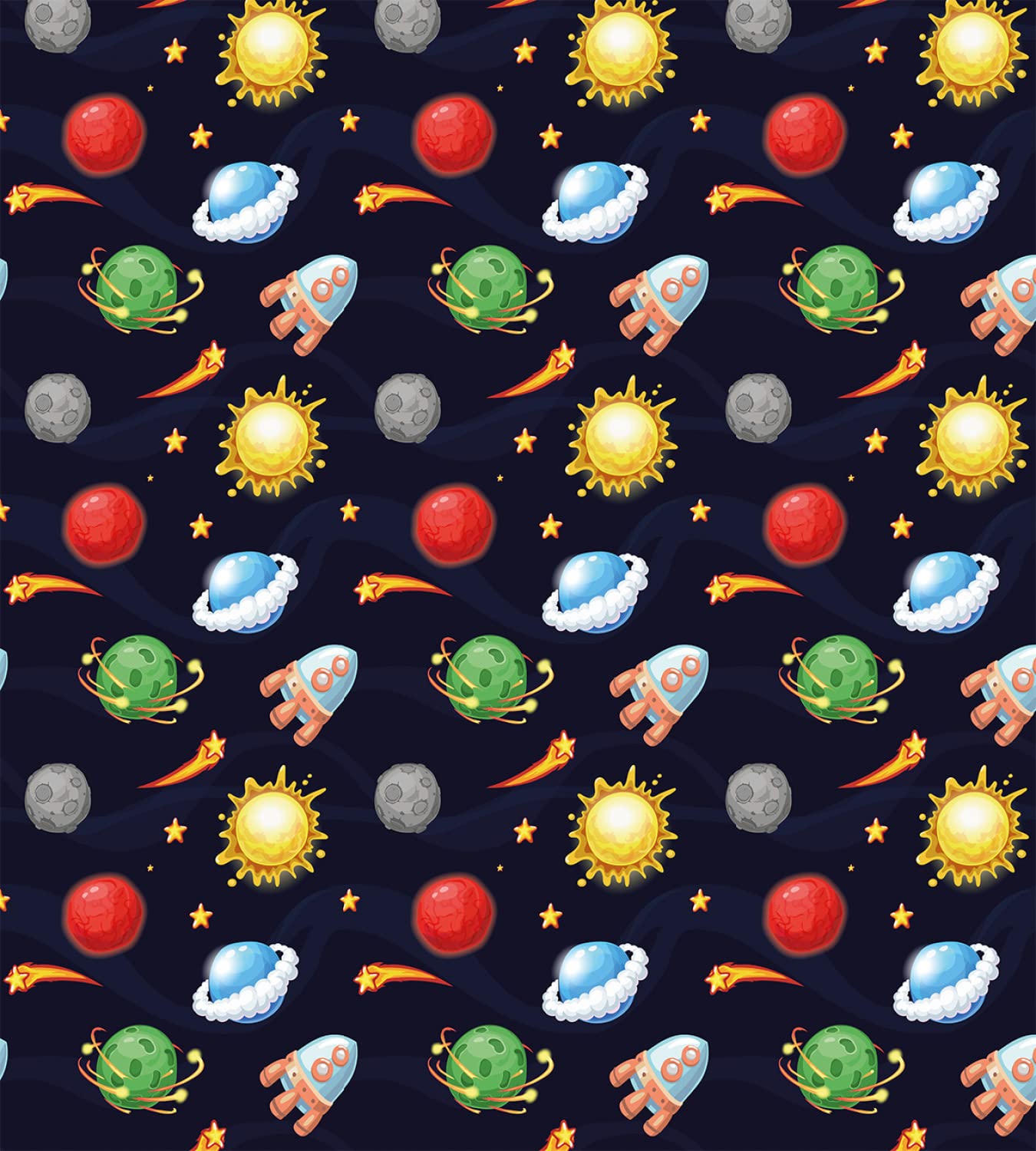 Ambesonne Space Duvet Cover Set - King Size 2-Piece Bedding Set with 4 Pillowcases, Vibrant Cartoon Cosmos Design Featuring Sun, Stars, Planets & Rockets - Perfect for Kids' Rooms, Themed Bedrooms & Space Enthusiasts