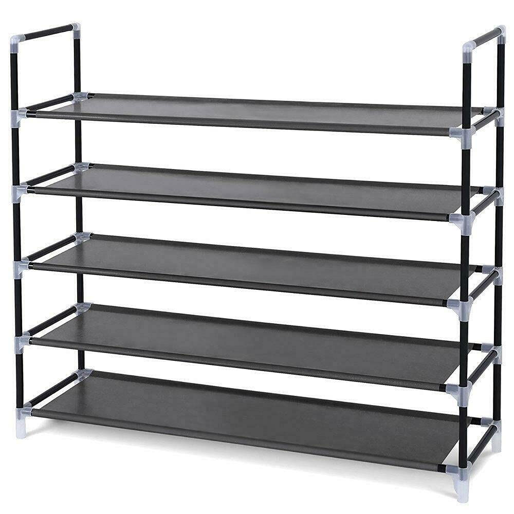 5-Tier Stackable Shoe Rack Organizer - Fabric Shoe Shelf Holder for Closet Storage | Space-Saving Shoe Storage Solution for Bedroom, Entryway & Dorm Organization