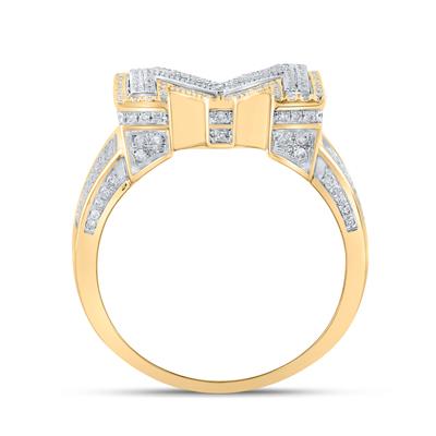 10K Gold Initial M Men's Ring - 1 1/5 CTW Diamond Letter Ring for Men - Personalized Gift for Him, Anniversary, Birthday, Wedding, Engagement Jewelry