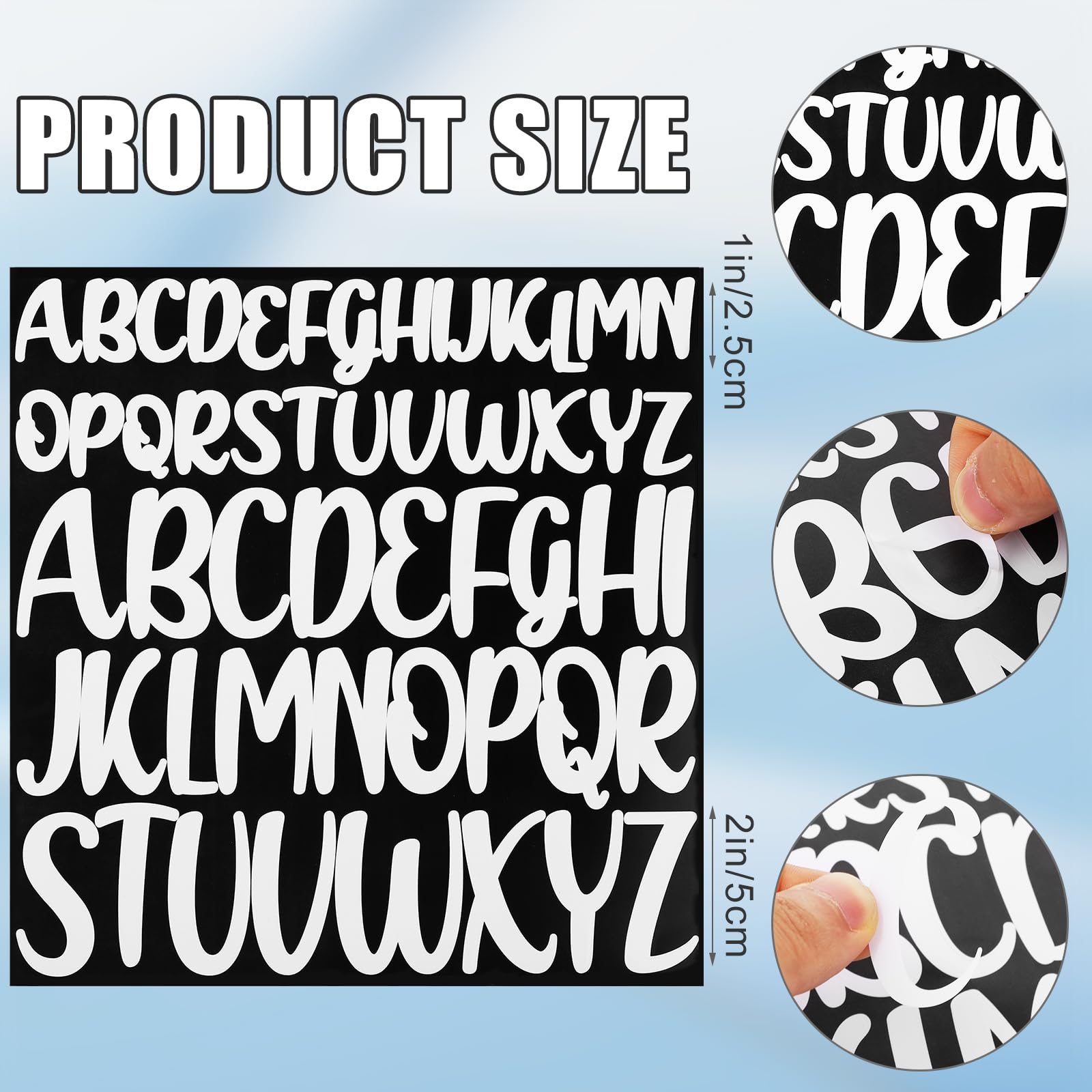 416pcs 8 Sheets Large 1-2 Inch Self-Adhesive Alphabet Stickers - Waterproof Vinyl Letter Decals for Scrapbooking, Arts & Crafts, Posters, DIY Projects - Perfect for Home Decor, School Projects, and Gift Wrapping (White)