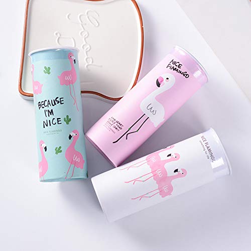 Cartoon Flamingo Pattern Round Tissue Box Cover - Decorative Car Paper Box Case & Napkin Holder for Home, Office, and Travel Use