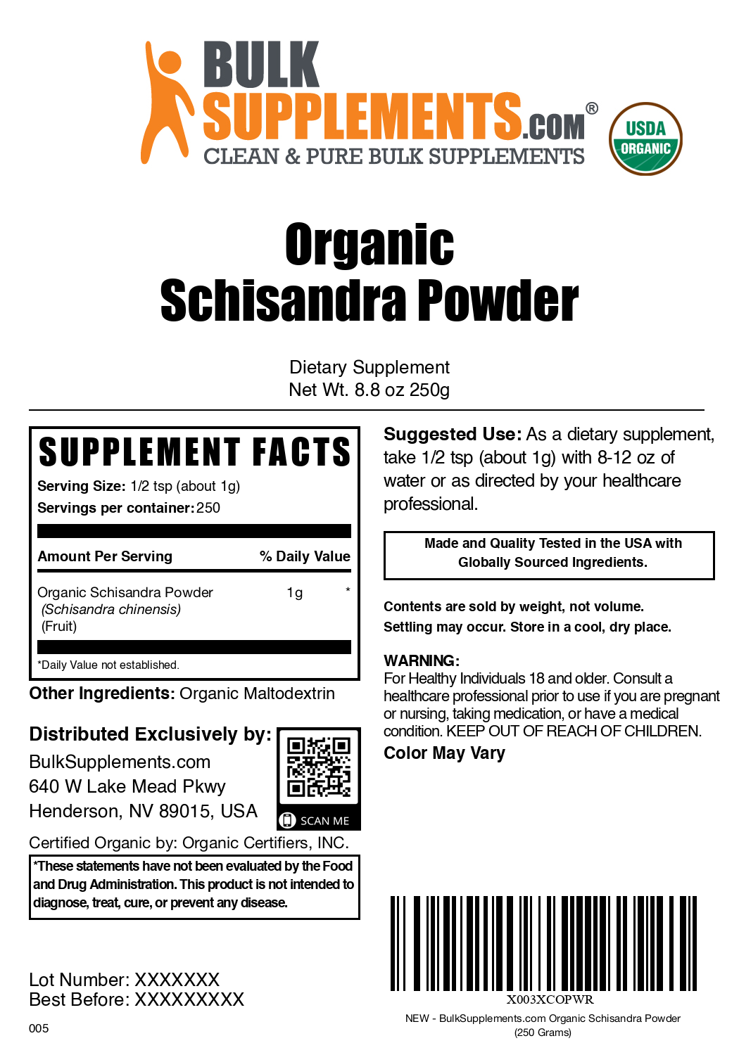 Organic Schisandra Berry Powder - 100% Pure, Natural Adaptogen for Stress Relief & Immune Support - Perfect for Smoothies, Teas & Wellness Drinks