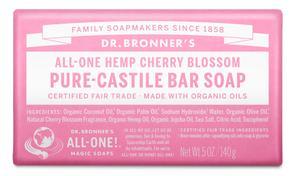 Dr. Bronner's Pure-Castile Bar Soap - Organic Cherry Blossom Scent, Vegan & Cruelty-Free | Gentle Cleansing for Face, Body & Hands | Perfect for Sensitive Skin & Eco-Friendly Bathrooms