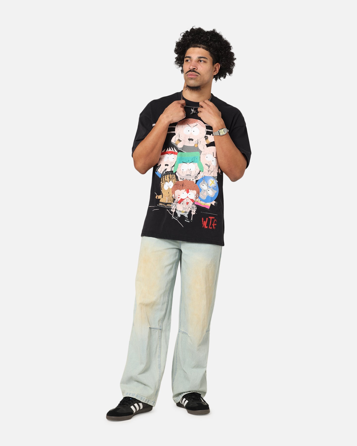Vintage South Park WTF Black Acid Wash T-Shirt - 73 Studio Retro Graphic Tee for Casual Wear & Pop Culture Fans