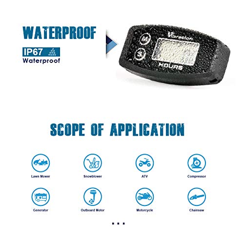 Jayron Digital Hour Meter with Vibration Activation - Maintenance Reminder & Resettable Job Timer for Generators, Marine Engines, ATVs, Lawn Mowers | User Lock Shutdown Feature | Perfect for Equipment Monitoring in Construction, Agriculture and Industrial Workplaces