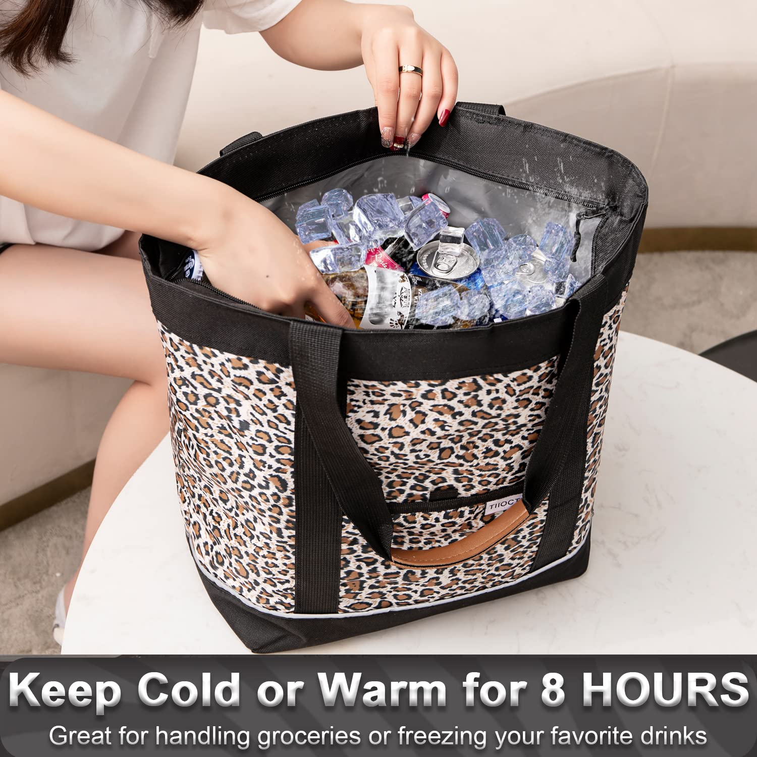 Insulated Cooler Bag - Large Leak-Proof Reusable Grocery Tote for Women & Men | Keep Food, Drinks & Breastmilk Cold or Hot | Perfect for Delivery, Travel, Picnics & Beach Outings | BPA-Free & Eco-Friendly