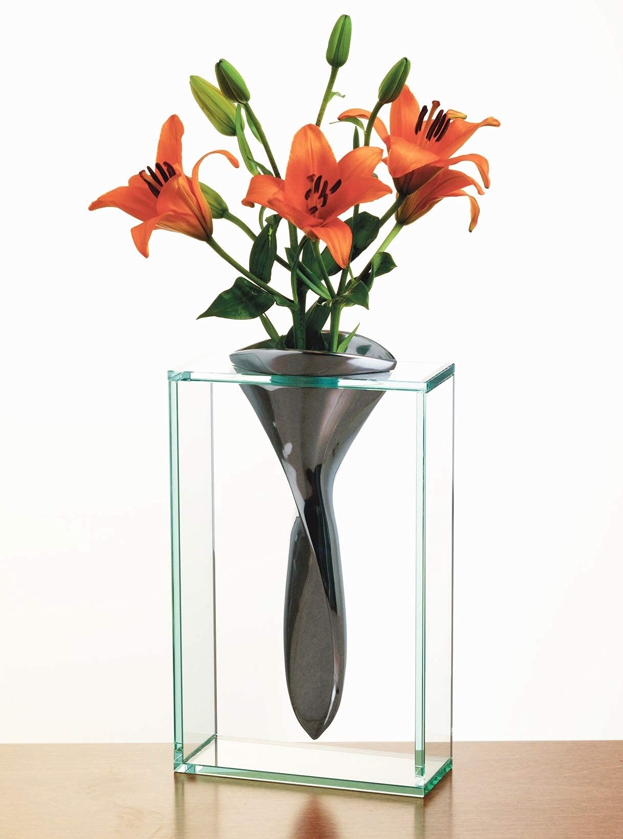 Badash The Elvis Glass Vase - 13 Inch Tall Clear Crystal Flower Vase for Home Decor, Wedding Centerpieces & Tabletop Display - Durable Aluminum and Glass Design - Perfect for Living Room, Dining Table & Office Decor
