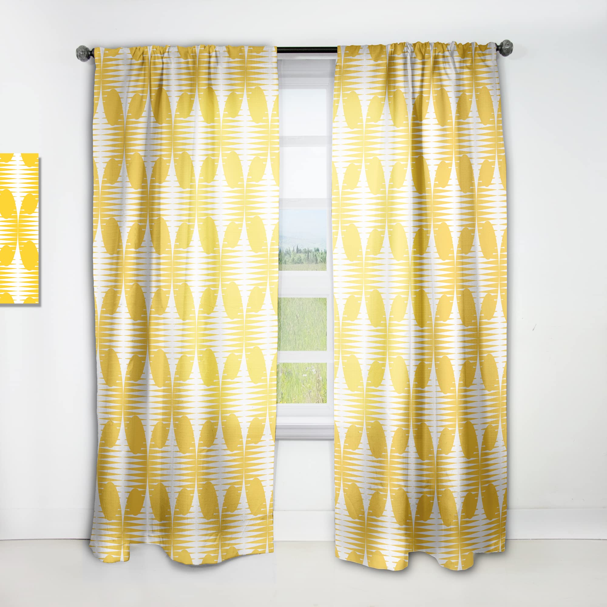 DesignQ Abstract Retro Geometric Pattern IV Thermal Insulated Curtains - Single Panel 52x95 Inches - Blackout Drapes for Bedroom & Living Room - Perfect for Home Decor, Privacy & Light Control
