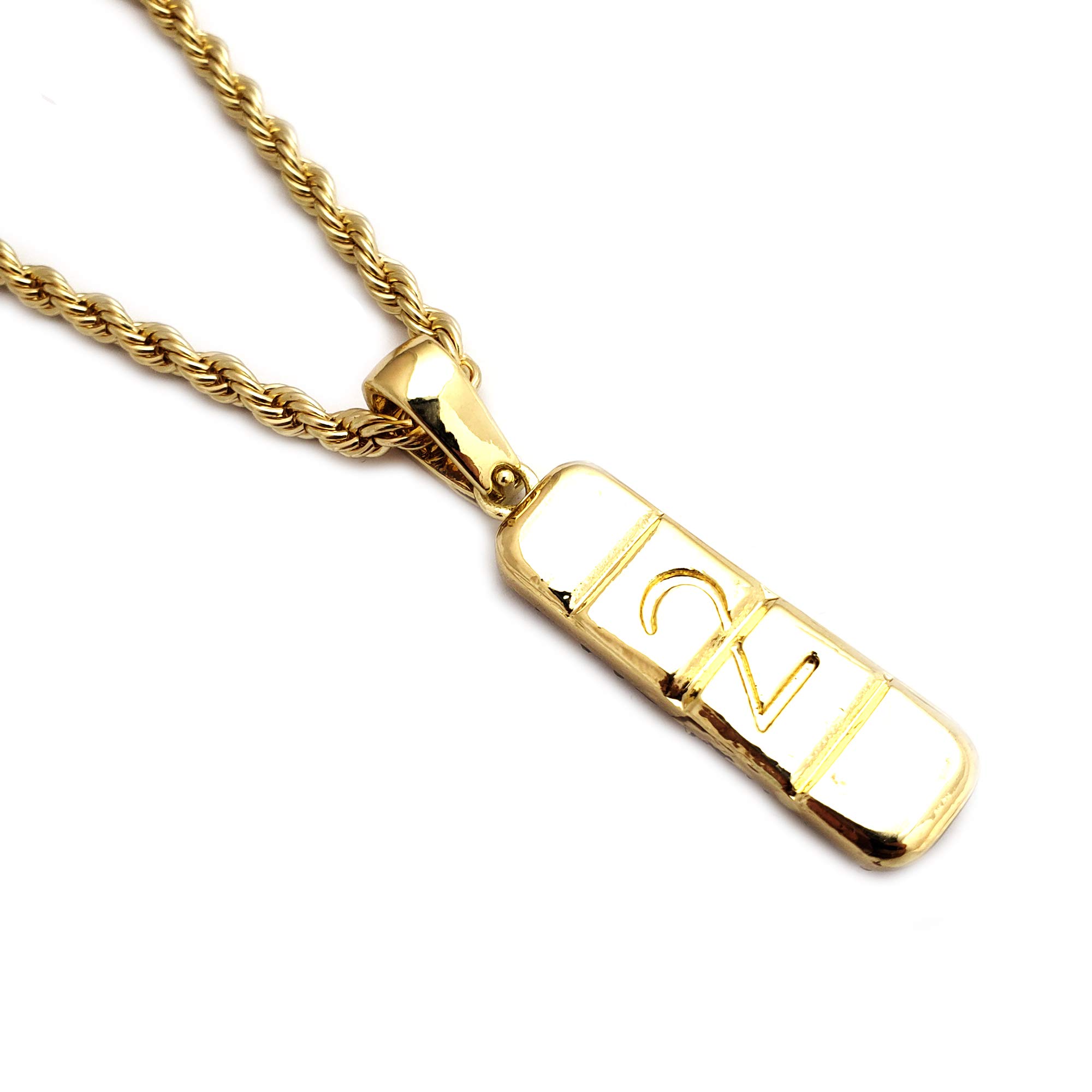 Hip Hop Iced Out Gold Plated Saw & Xanax Pendant with 3mm 20