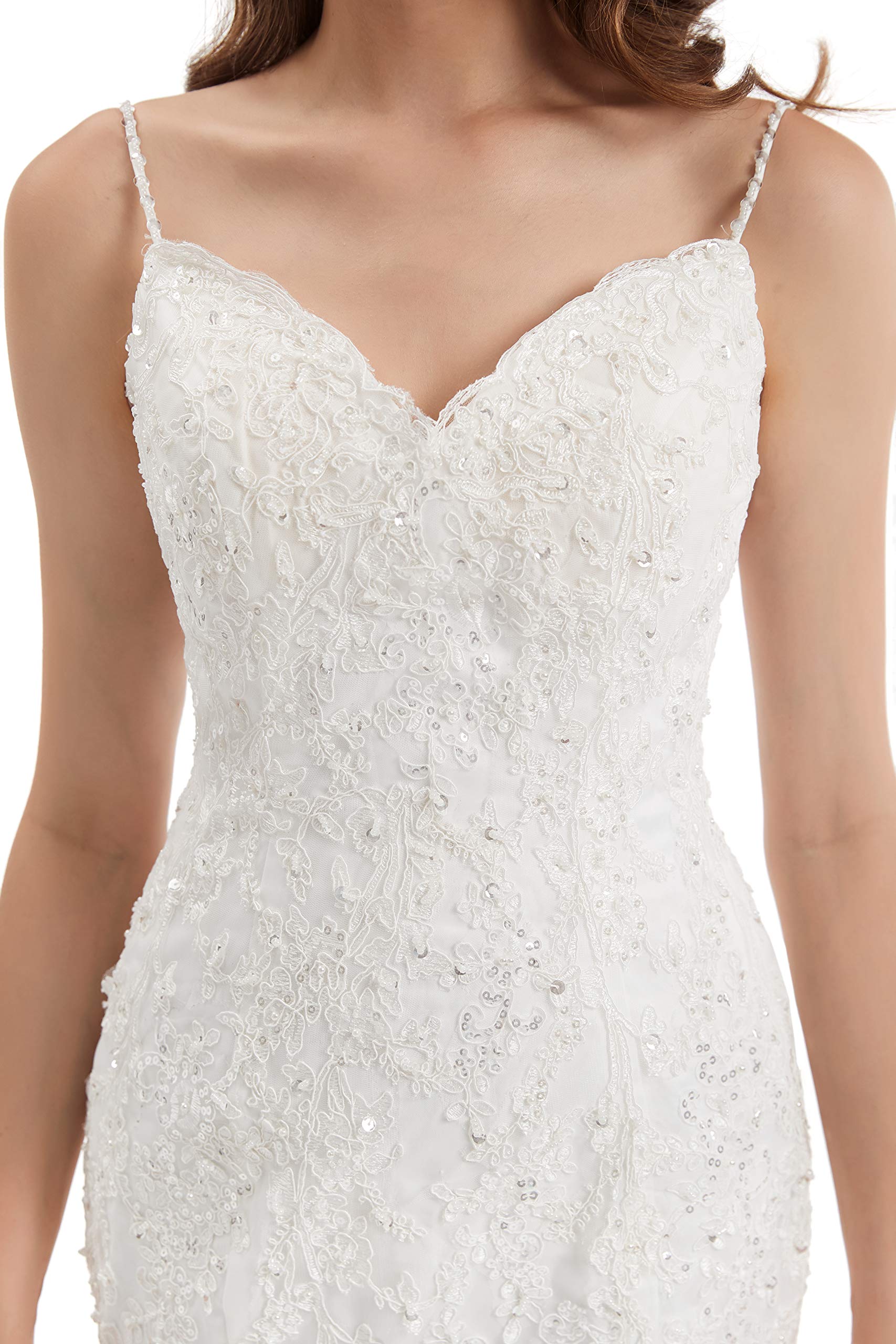 Elegant Datangep Women's Lace Applique Mermaid Wedding Dress - Perfect for Beach, Church & Formal Wedding Ceremonies