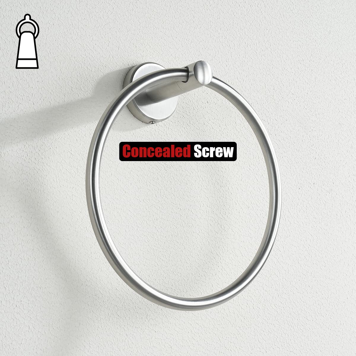 JQK 304 Stainless Steel Bathroom Towel Ring - Brushed Nickel Wall Mount Hand Towel Holder TR130-BN for Bath, Kitchen & Guest Room Decor