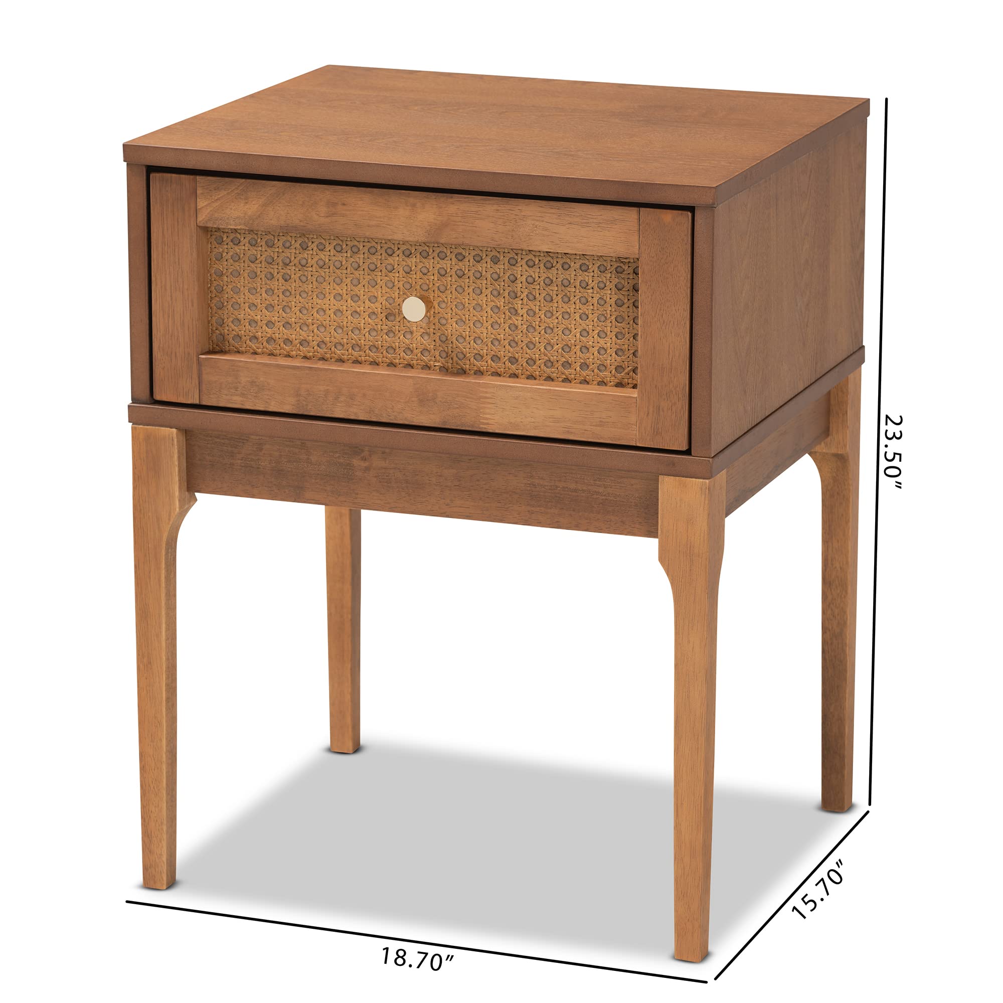Baxton Studio Ramiel Nightstand - Modern Bedside Table with Natural Brown/Gold Finish - Perfect for Bedroom, Living Room, or Guest Room Decor