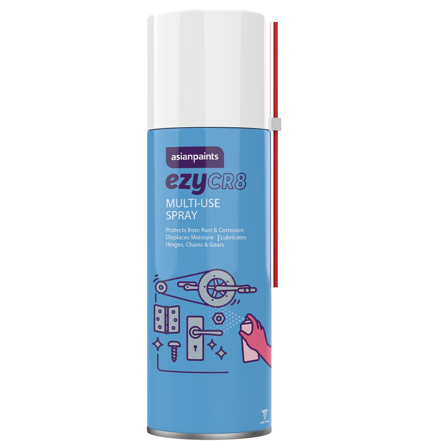 Asian Paints ezyCR8 Multipurpose Spray - Rust Remover & Cleaner for Auto & Home Use