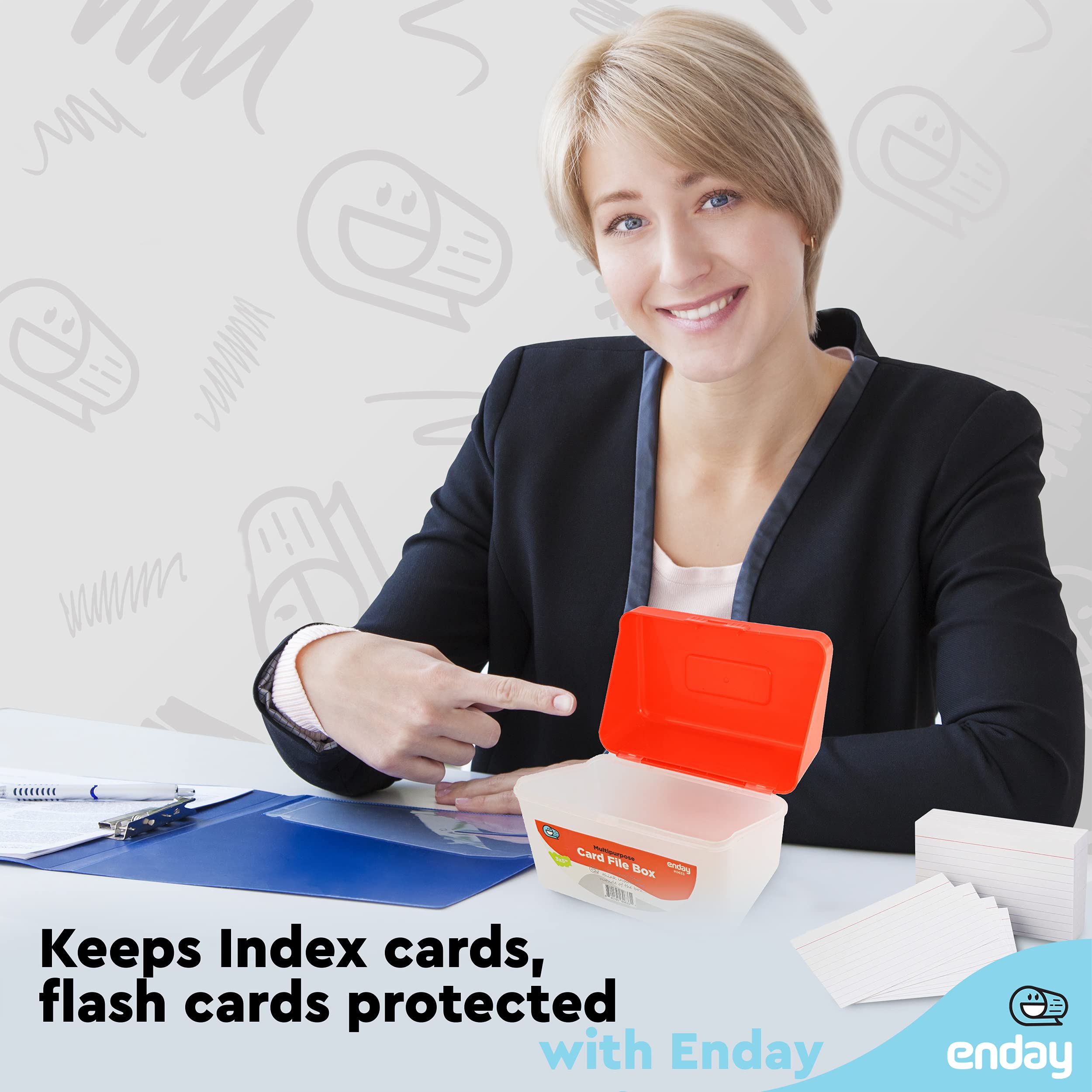 Enday 3x5 Index Card Holder - Red, Flip Top Note Flash Card Organizer Case for Recipe Cards, Study Notes & Business Cards - Holds 250 Index Cards - Also in Purple, Green, Blue, Grey, Pink (36 Pack) - Perfect for School, Office & Home Organization