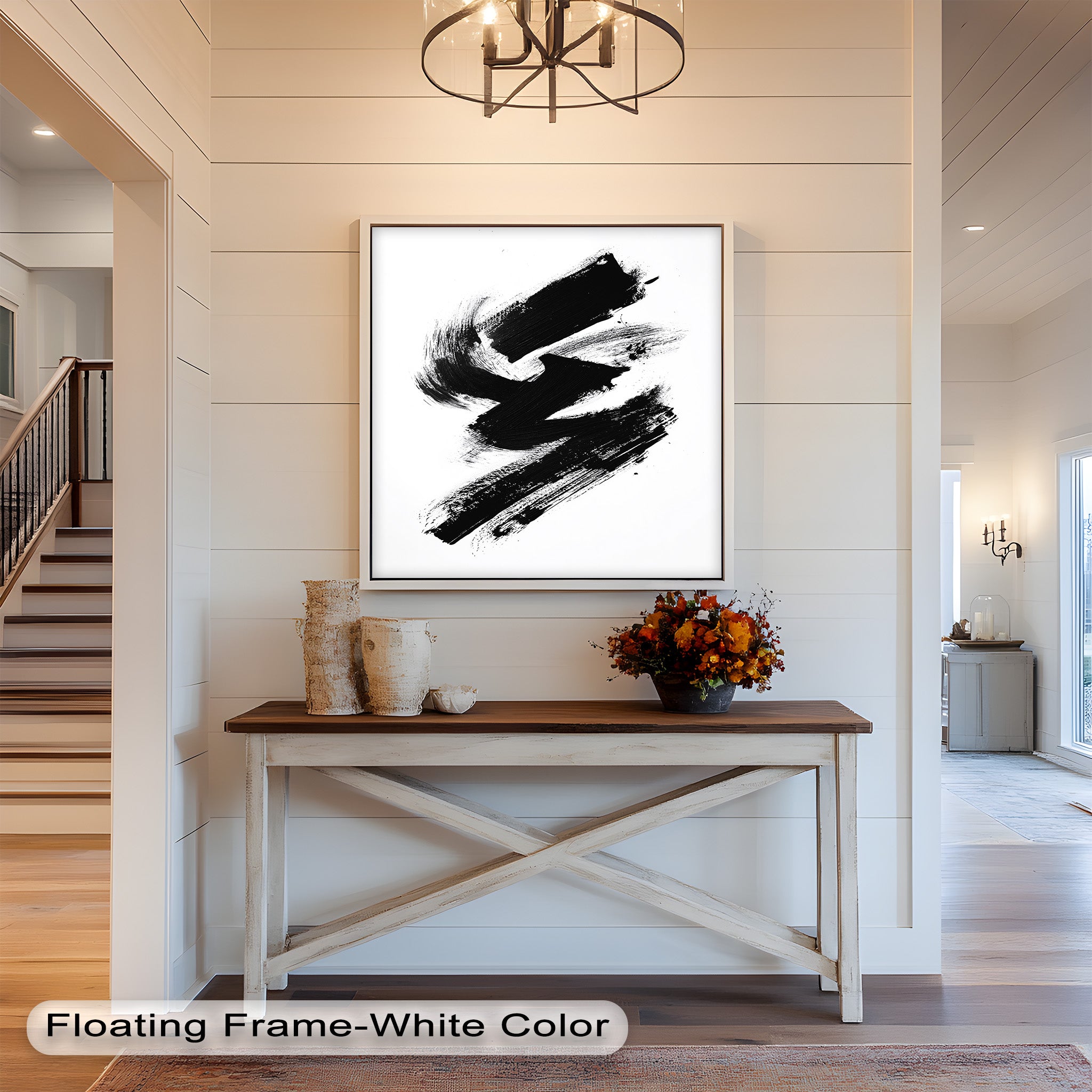 Black Brushstroke Abstract Oil Painting - Modern Wall Art for Living Room, Bedroom & Office Decor