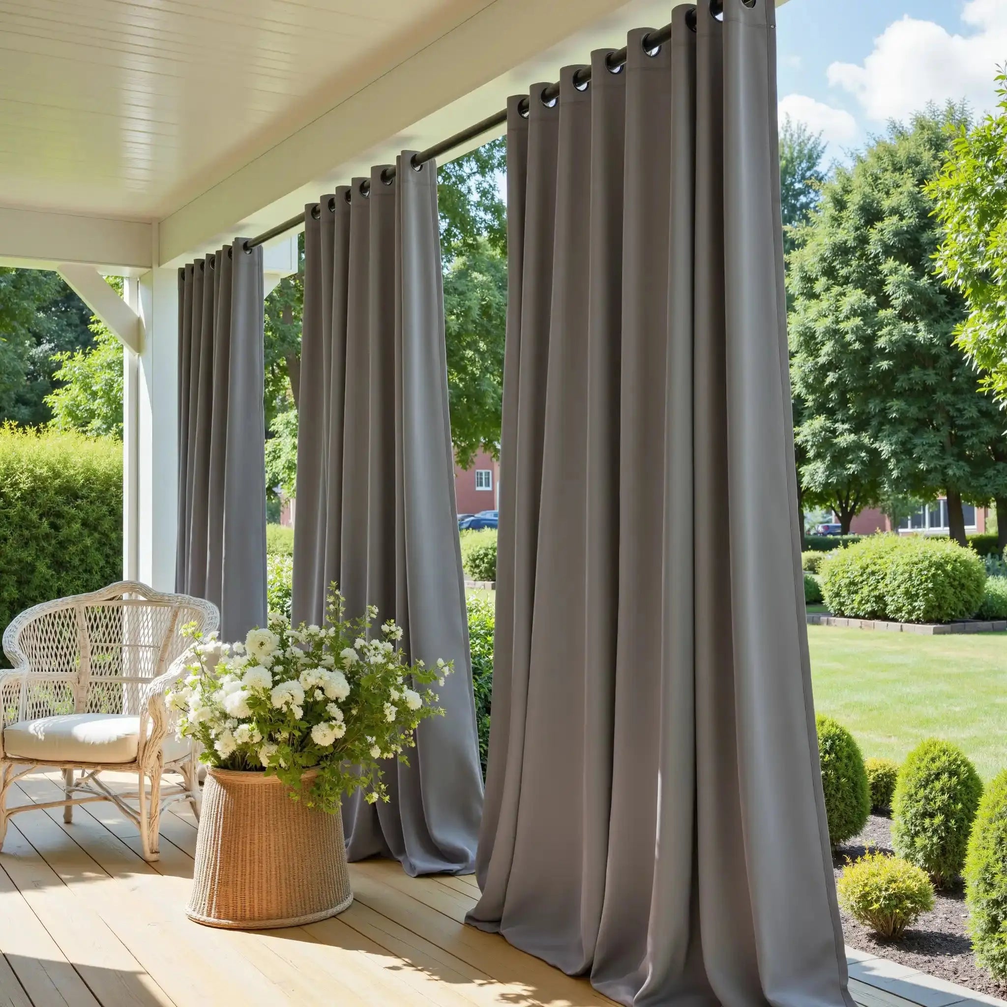 Premium Solid Acrylic Outdoor Curtains - Waterproof & UV Resistant Patio Drapes for Porch, Deck, and Poolside Privacy - Heavy Duty Weatherproof Window Treatments for Sun Protection and Decoration