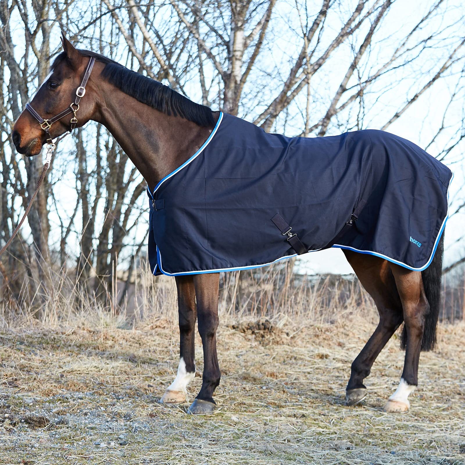 HORZE Glasgow Summer Cooler Secure Fit Horse Blanket - Dark Blue - 69 Inch | Lightweight Breathable Stable Blanket for Hot Weather Riding & Training