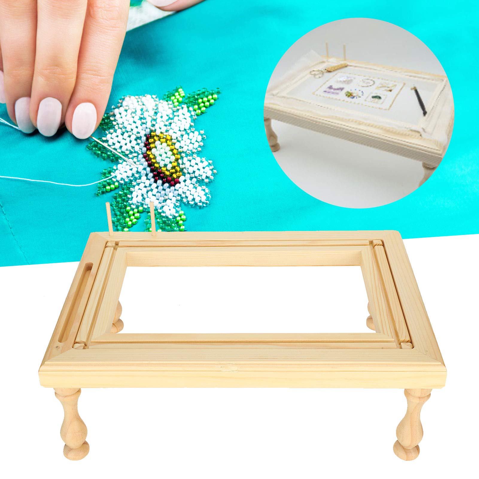 Beech Wood Embroidery Frame Stand - Scroll Quilt Holder for Stitching, Sewing & Craft Projects - Smooth Glossy Finish - Adjustable Size for Adults & Kids - Perfect for Cross Stitch, Needlepoint & DIY Home Decor