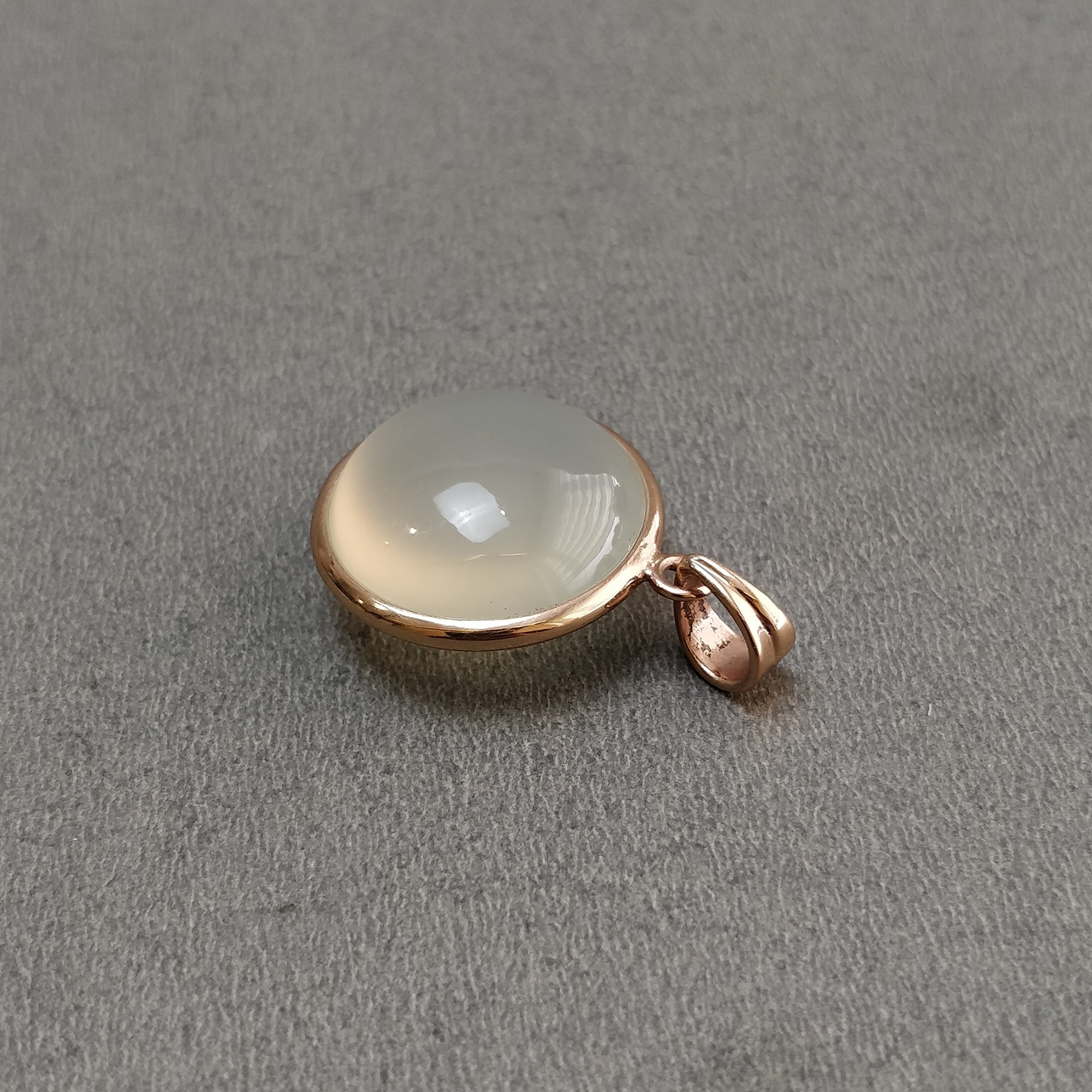 925 Sterling Silver Pendant with Natural Gray Onyx Gemstone - 7.53g Rose Gold Plated Round Briolette Bezel Set Jewelry with Plain Loop (1.30