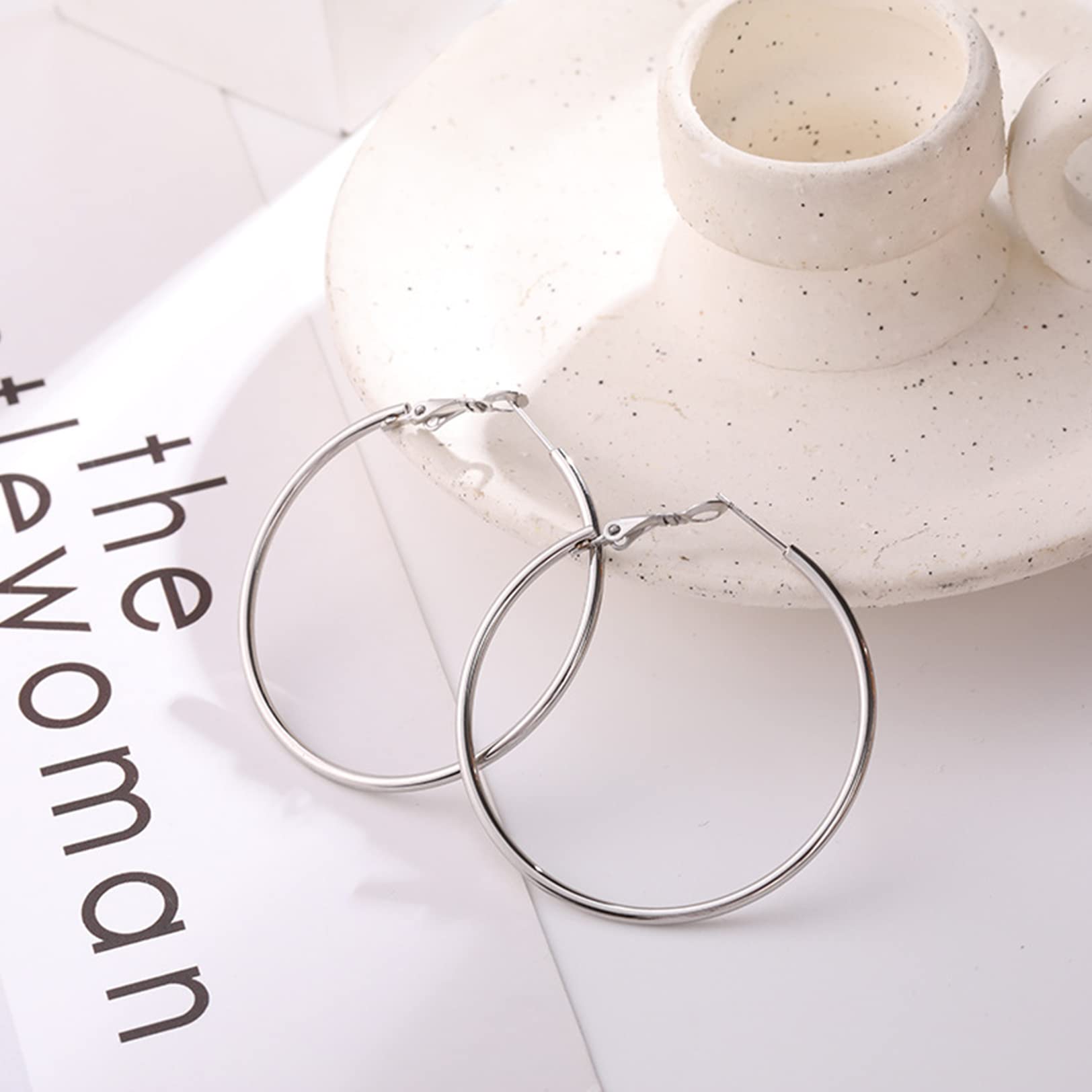 4 Pairs 925 Sterling Silver Hoop Earrings for Women - Hypoallergenic Large Minimalist Hoops Set (30MM 40MM 50MM 60MM) | Perfect Gift for Birthday, Anniversary & Everyday Elegant Wear