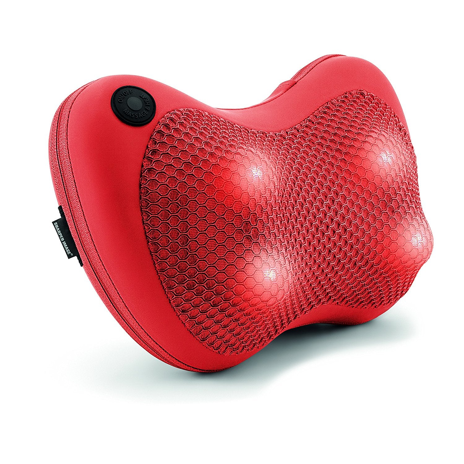 SHARPER IMAGE Shiatsu Massage Pillow with Heat - SMG1202RD - Neck & Back Pain Relief for Home, Office & Car Use