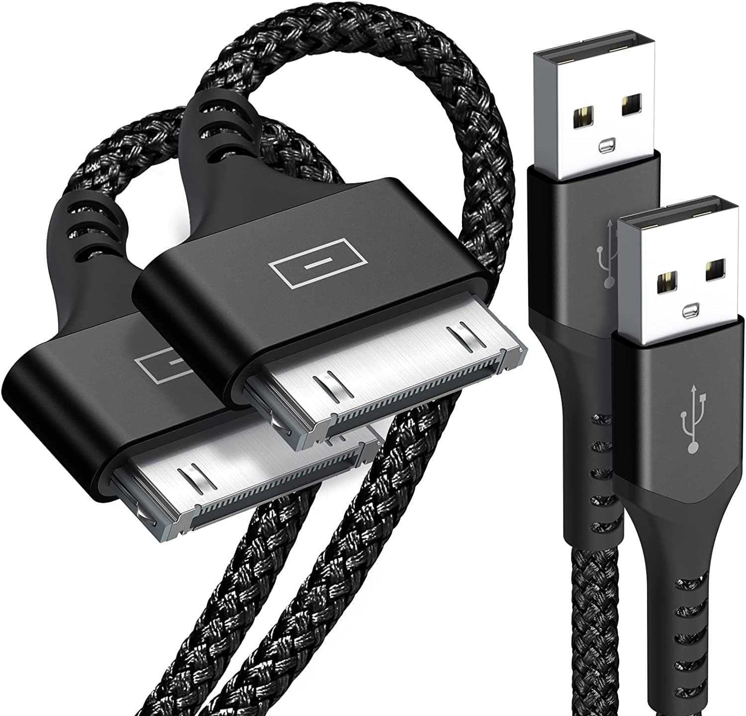 1Pack 6.56ft Nylon Braided USB to 30 Pin Charger Cable - Compatible with iPhone 4/4s/3G/3GS, iPad 1/2/3, iPod Touch & Nano - Fast Sync & Charging Cord for Home, Office & Travel (1PC)