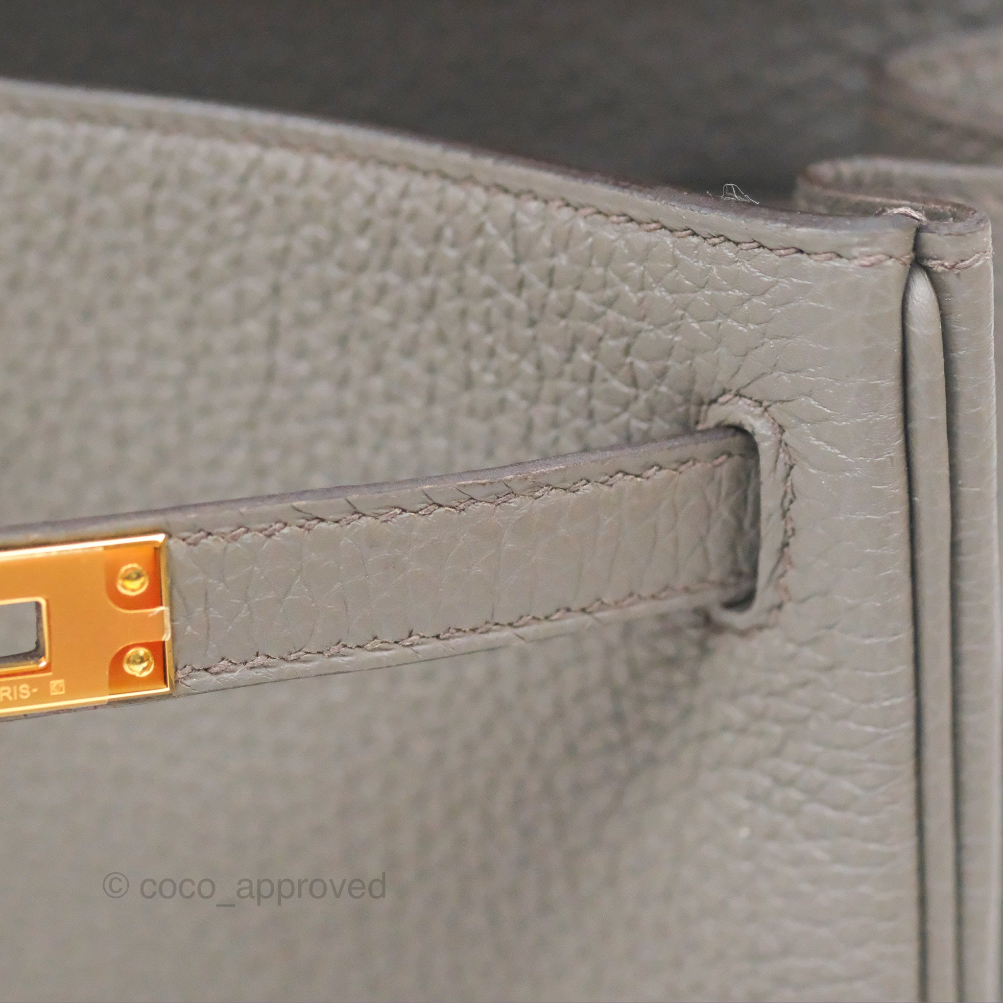 Authentic Hermès Kelly 25 Retourne Bag in Gris Etain (8F) Togo Leather with Gold Hardware - Luxury Handbag for Women | Perfect for Work, Travel & Special Occasions