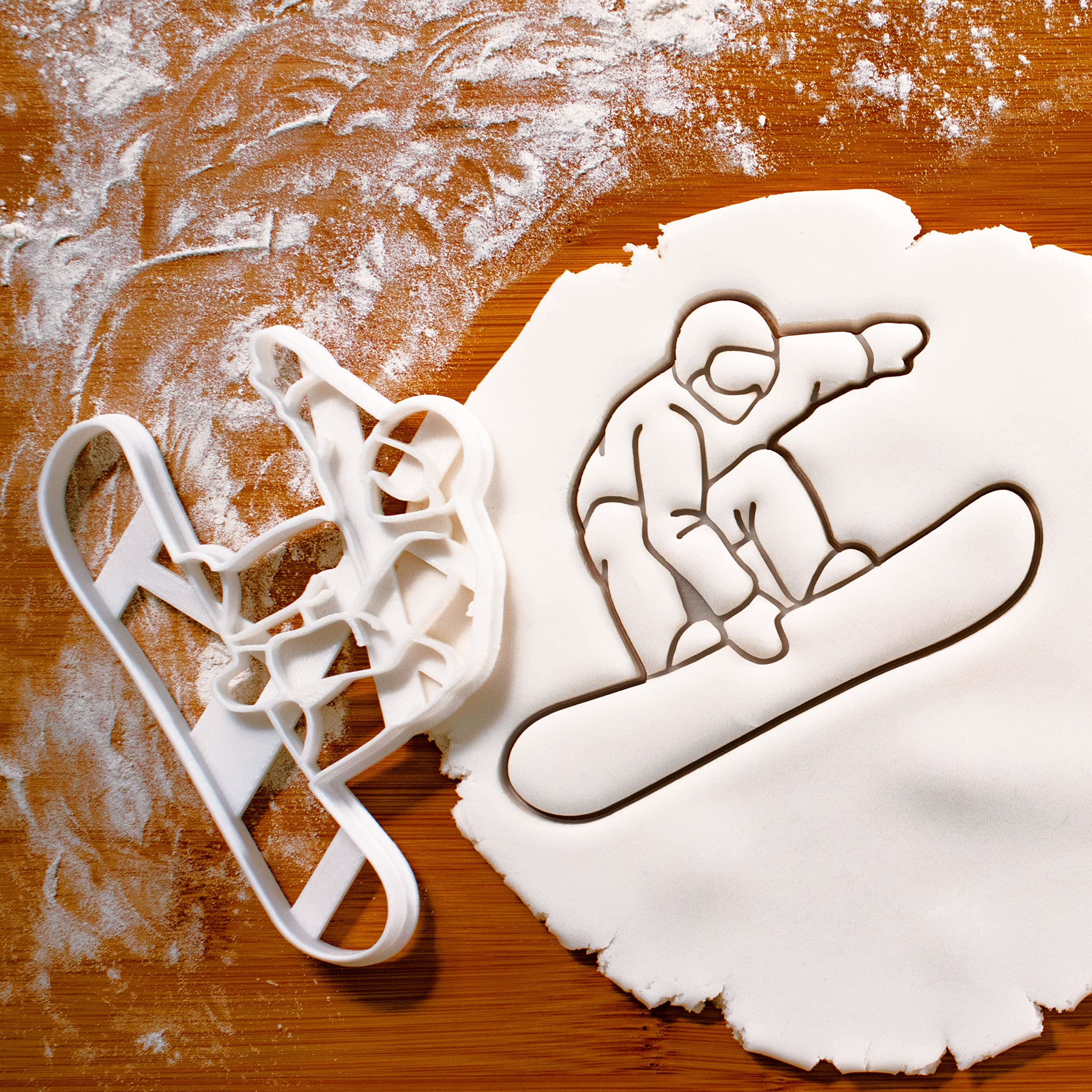 Bakerlogy Snowboarder Cookie Cutter - 1 Piece Stainless Steel Winter Sports Baking Tool for Snowboarding Party, Christmas Cookies & Holiday Desserts