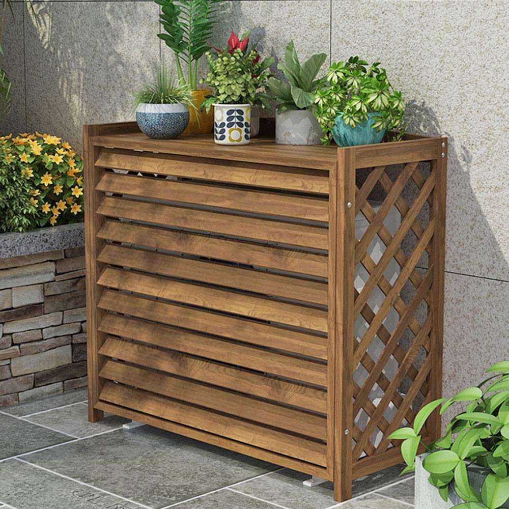 Wooden Flower Stand & Display - Outdoor Air Conditioner Rack Frame, Decorative Radiator Cover & Plant Pot Holder - Perfect for Garden, Patio, and Home Decor
