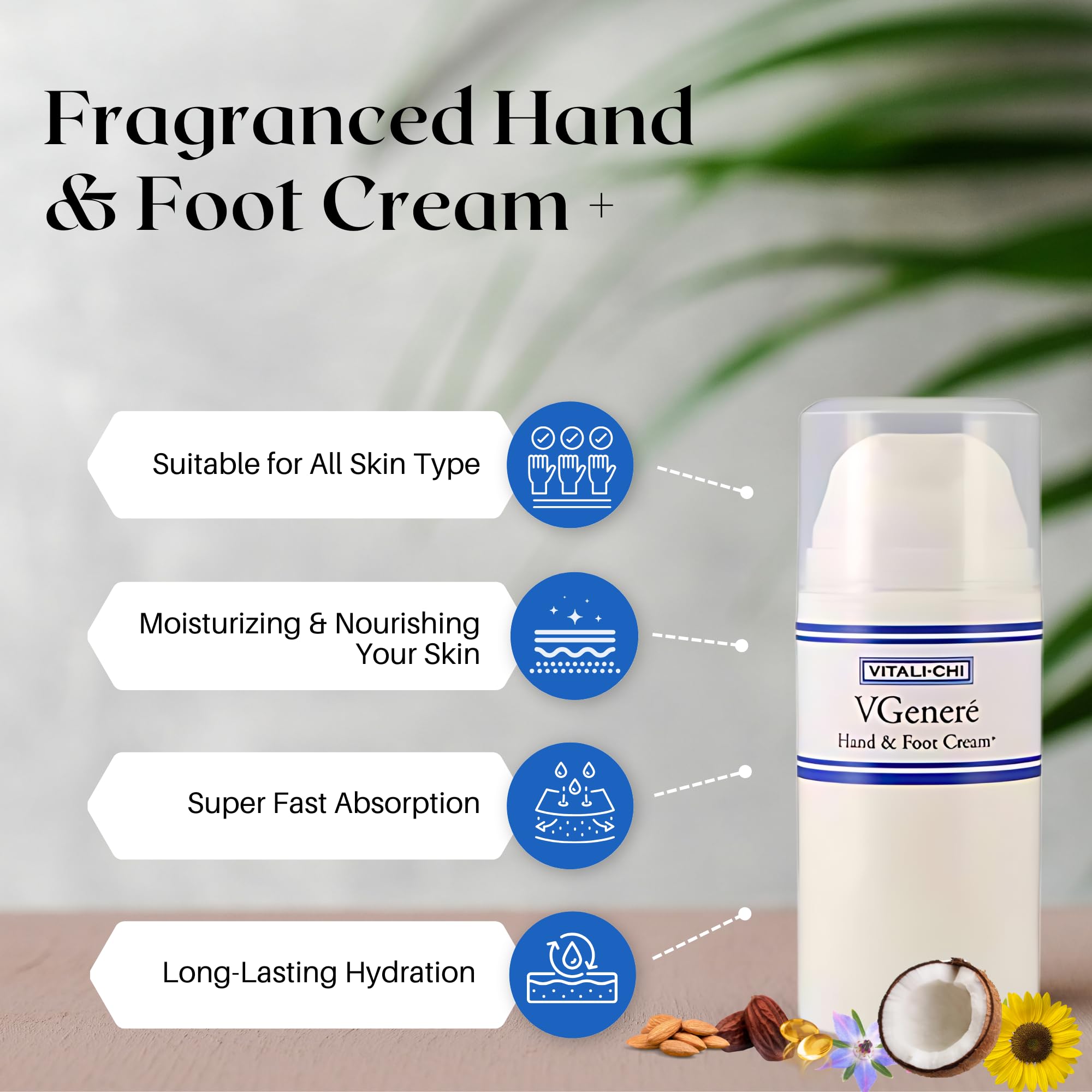 Vitali-Chi Hand & Foot Cream for Dry Cracked Heels - Moisturizing Treatment for Fungal Infections & Verrucae - 100ml - Perfect for Daily Foot Care & Cracked Heel Repair