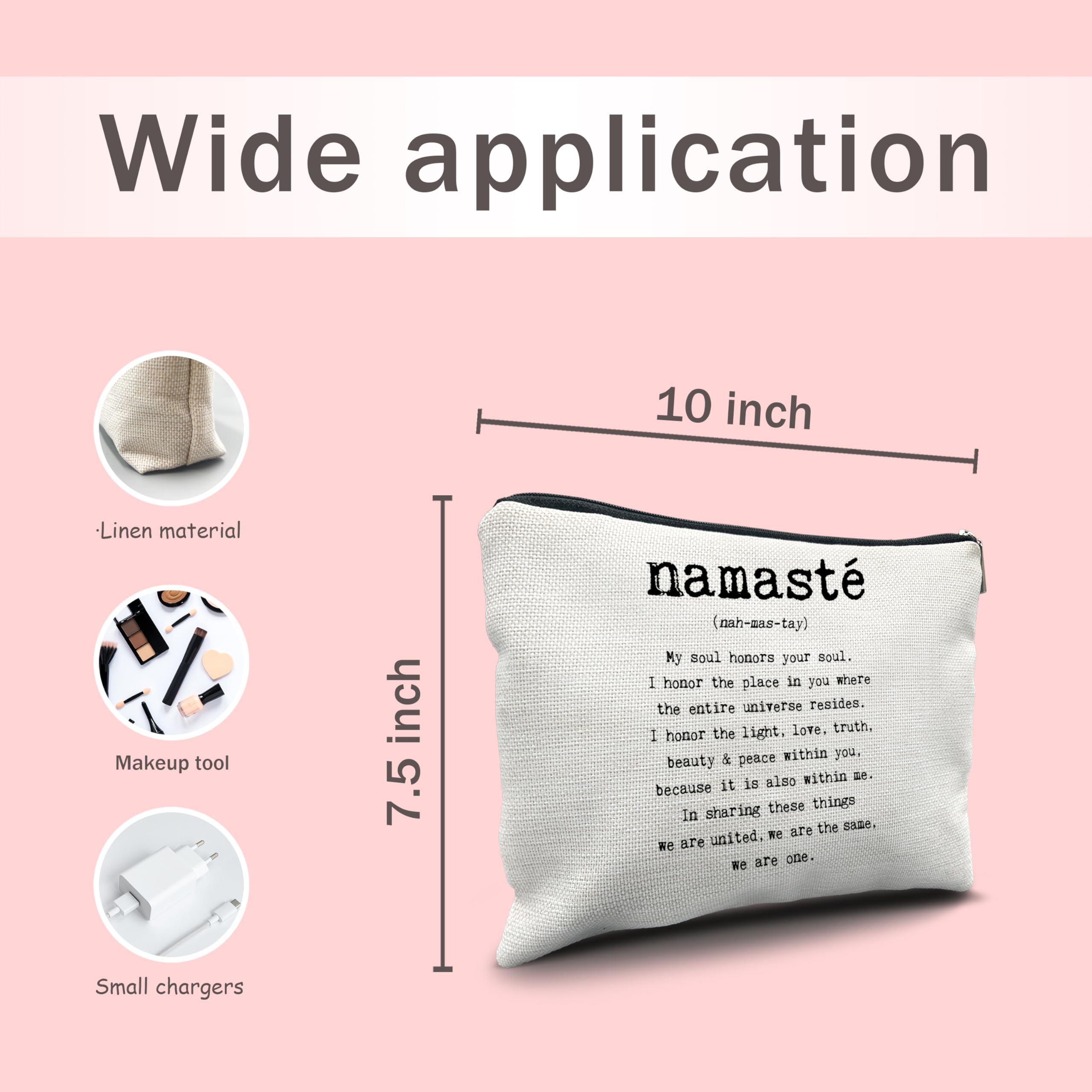 Premium Yoga Makeup Bag for Women & Instructors - Unique Namaste Mindfulness Travel Toiletry Pouch | Ideal Gift for Yoga Lovers, Teachers & Students | Perfect for Yoga Classes, Retreats & Travel