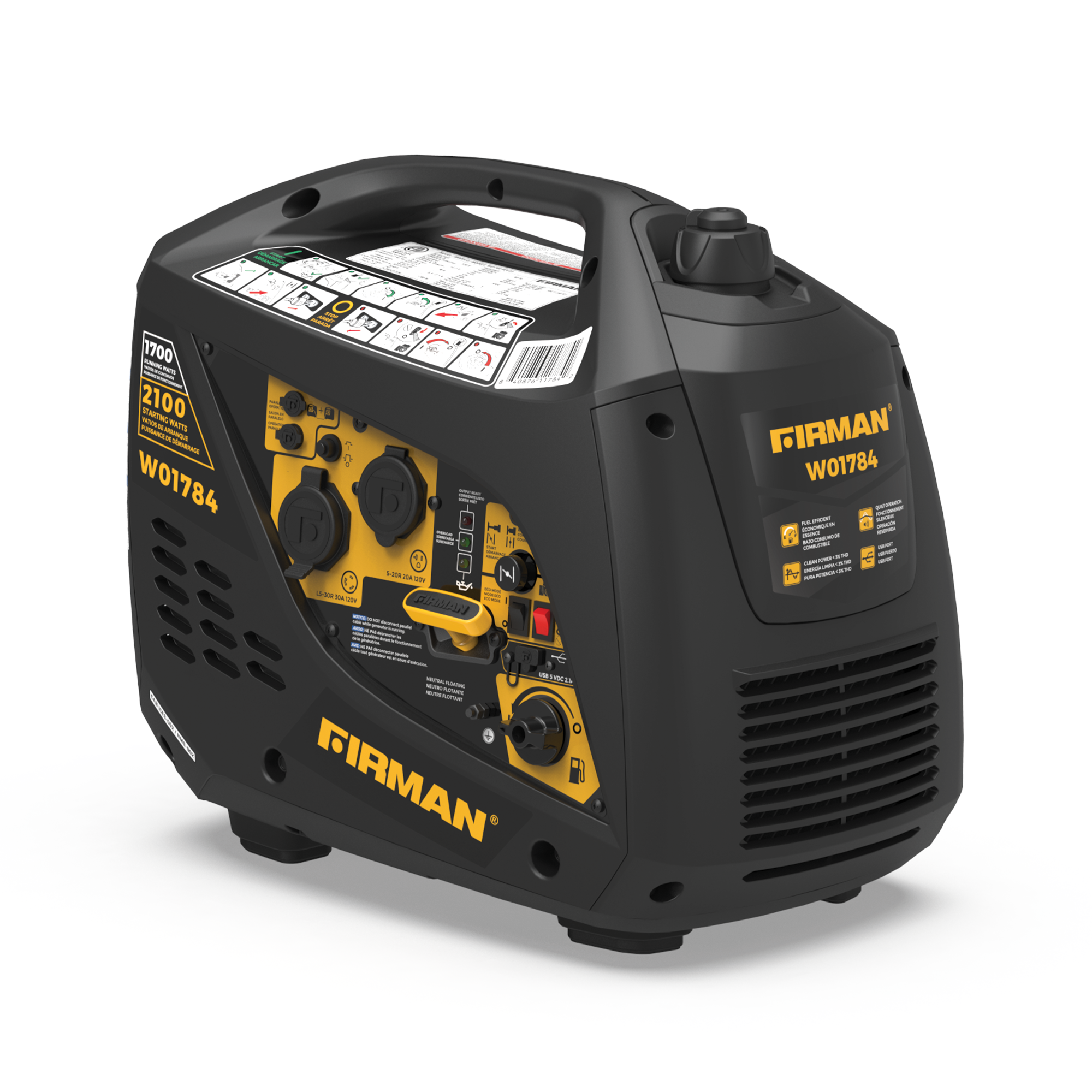 2100W Portable Inverter Generator with Recoil Start - Quiet, Lightweight Power for Camping, RV Trips & Emergency Backup