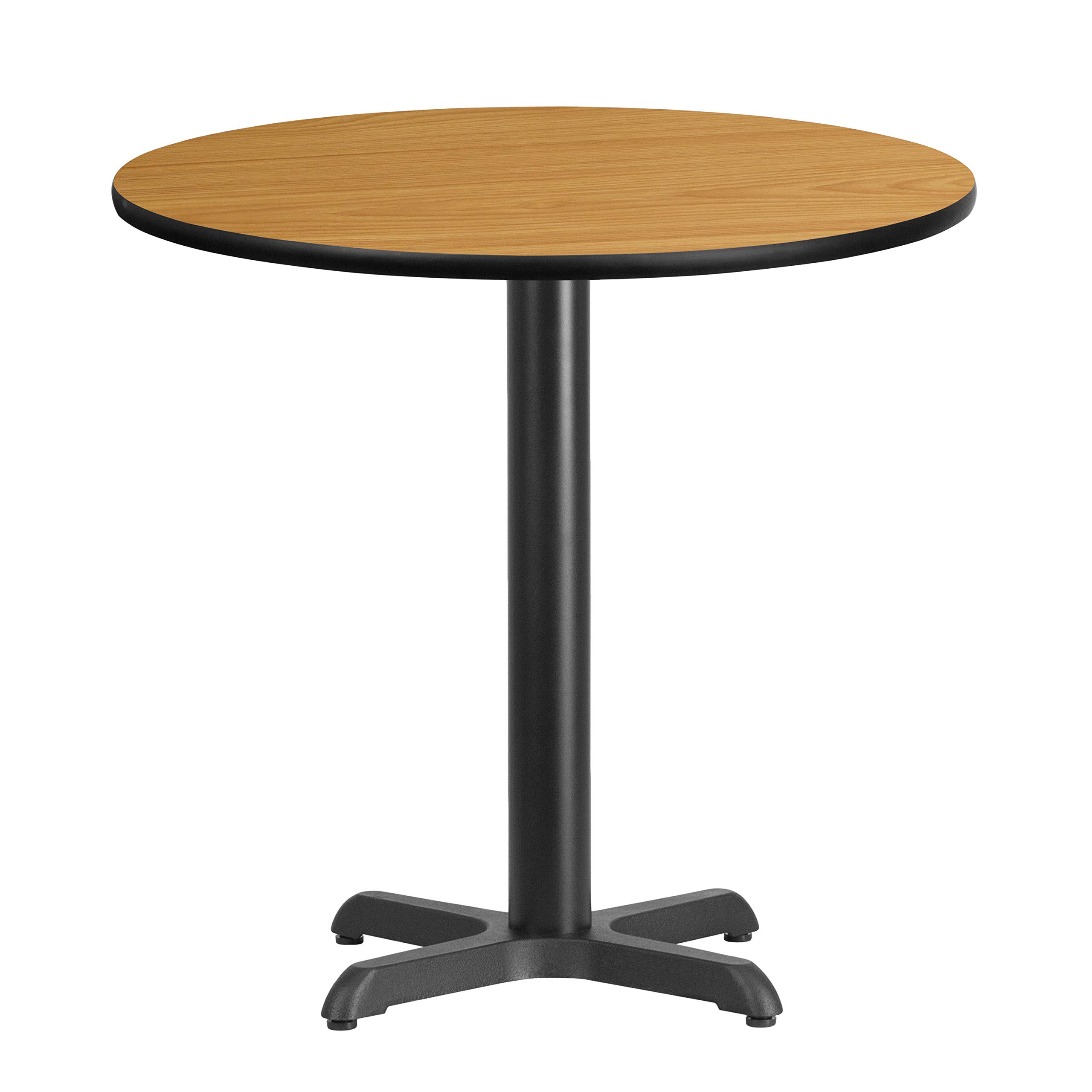 EMMA + OLIVER 30 Inch Round Natural Laminate Dining Table Top with 22x22 Inch Sturdy Base - Perfect for Small Spaces, Kitchens & Breakfast Nooks