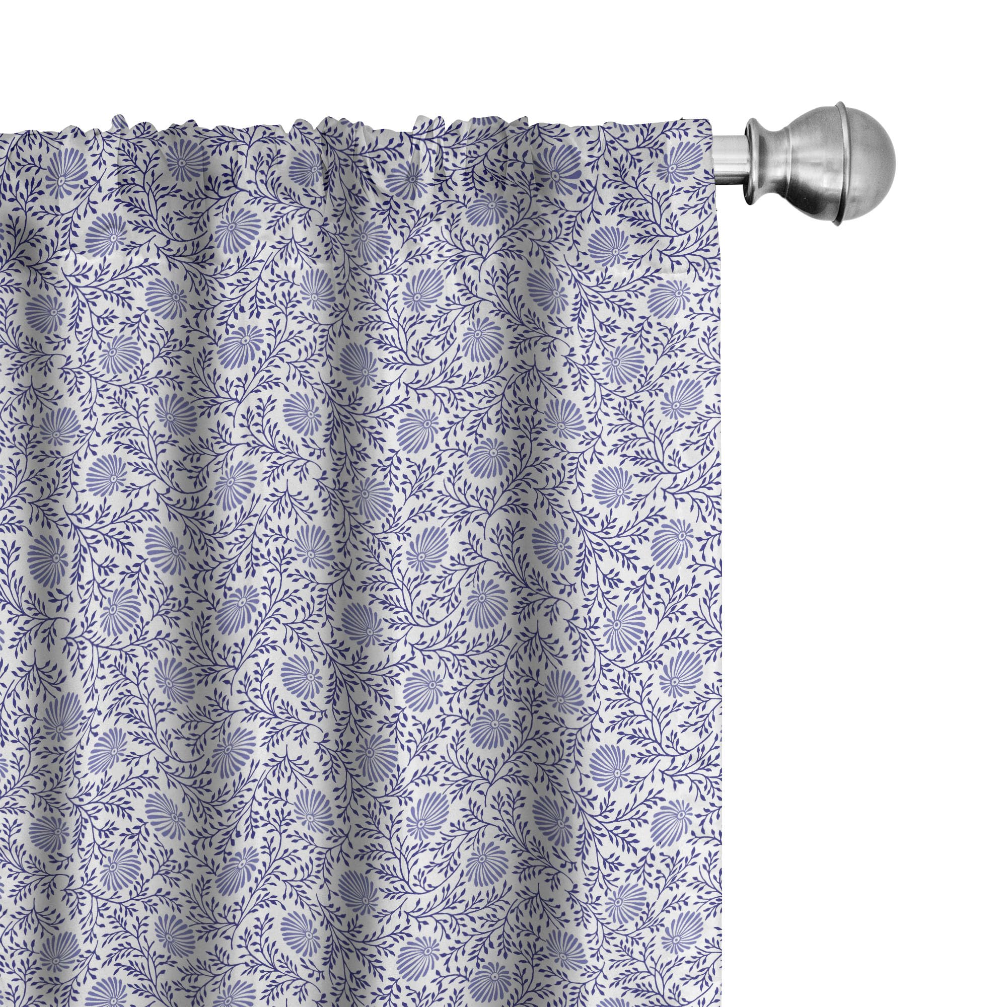 Ambesonne Floral Curtains - Japanese Traditional Bluebells & Spring Branches Design, 2 Panel Window Treatments for Living Room & Bedroom, 28
