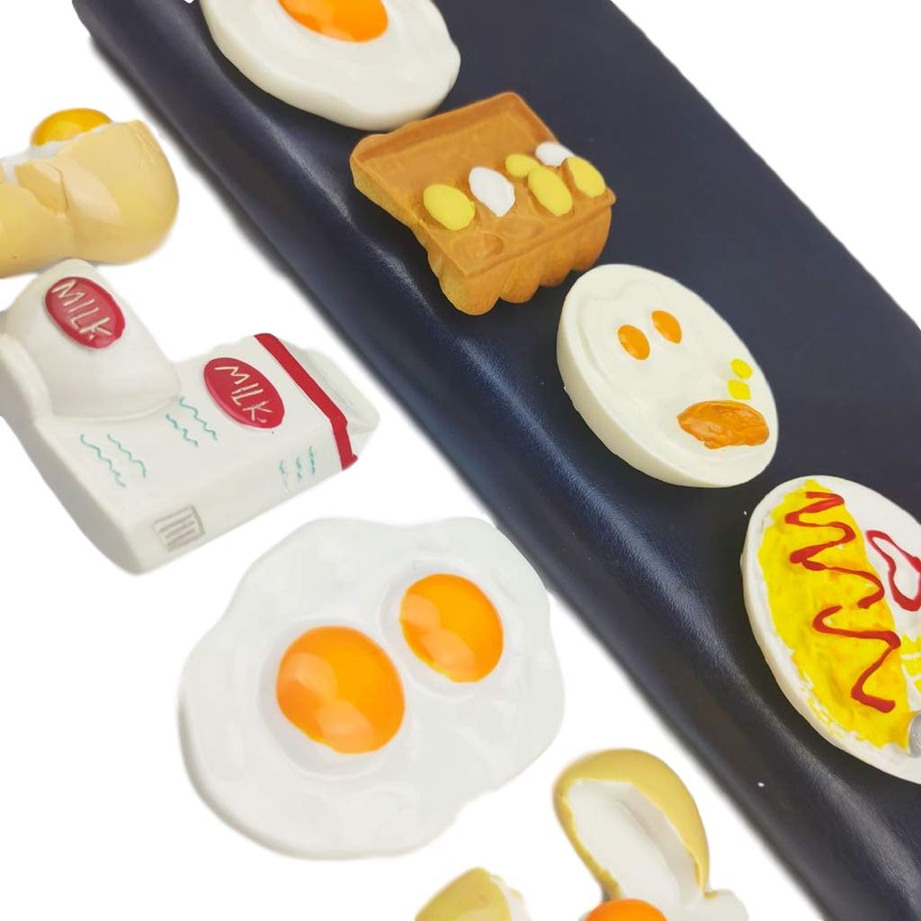 8-Piece 3D Resin Refrigerator Magnets Set - Breakfast Egg Series, Cute Kitchen Decor, Fridge Magnetic Stickers for Photos & Notes, Perfect for Home, Office & Dorm Room Organization