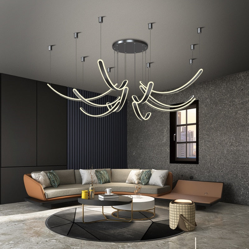 Modern Acrylic Belt Chandelier - Elegant & Stylish Ceiling Light Fixture for Dining Room, Living Room, or Bedroom