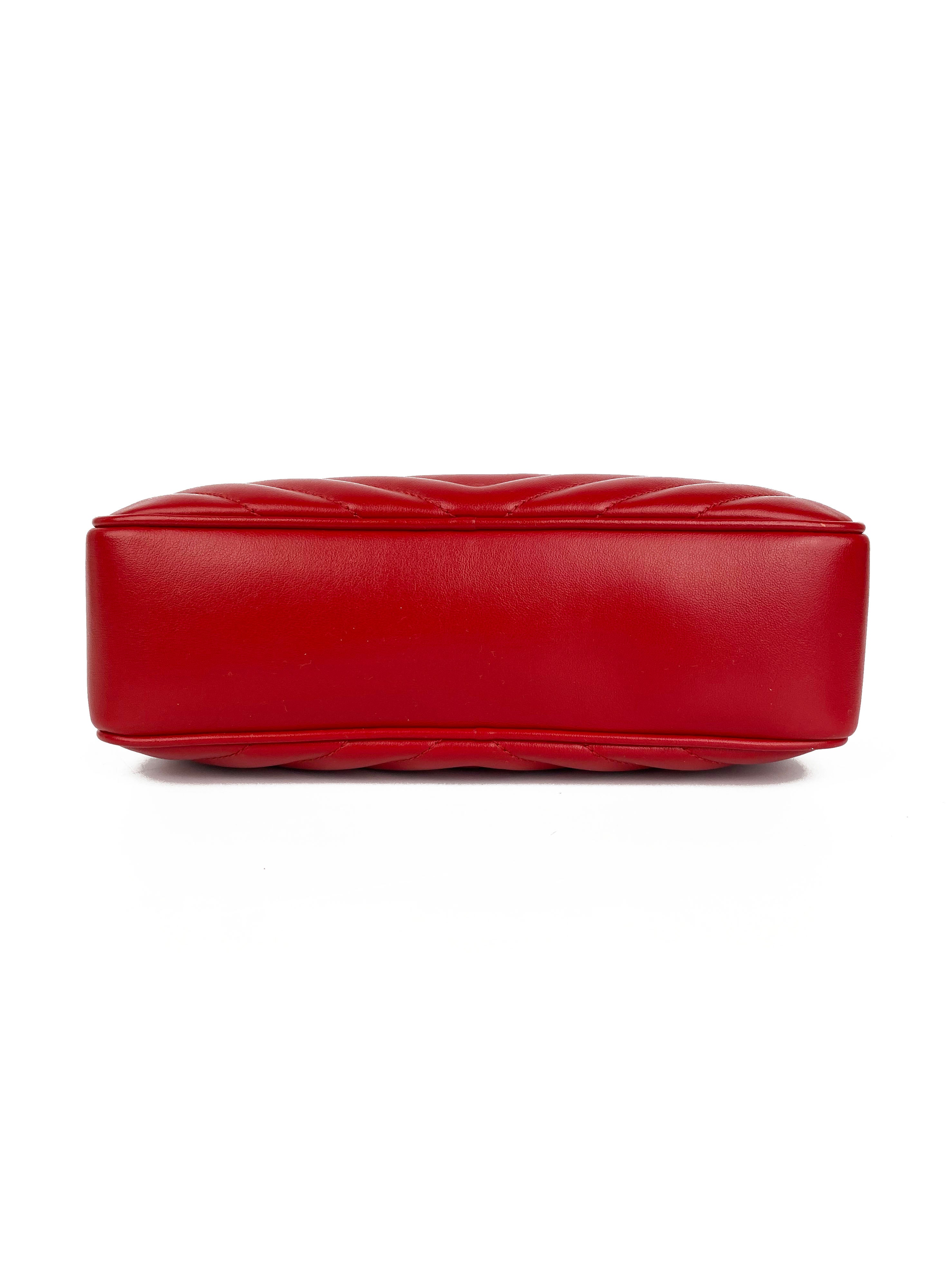 Saint Laurent Red Lou Camera Bag - Luxury Crossbody Bag for Women | Perfect for Parties, Travel & Everyday Use