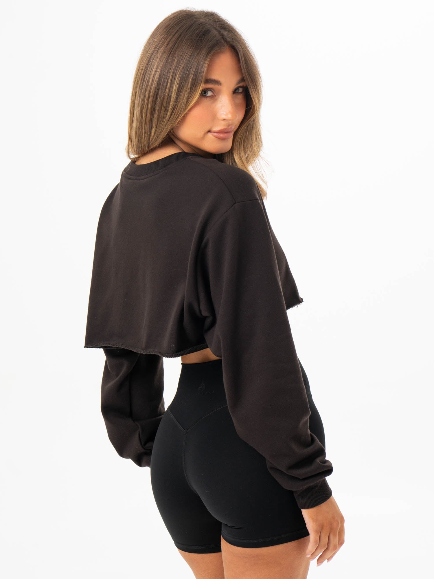 Cropped Sweater Women's Casual Short Sleeve Knit Top - Washed Black for Spring/Summer Outfits & Layering