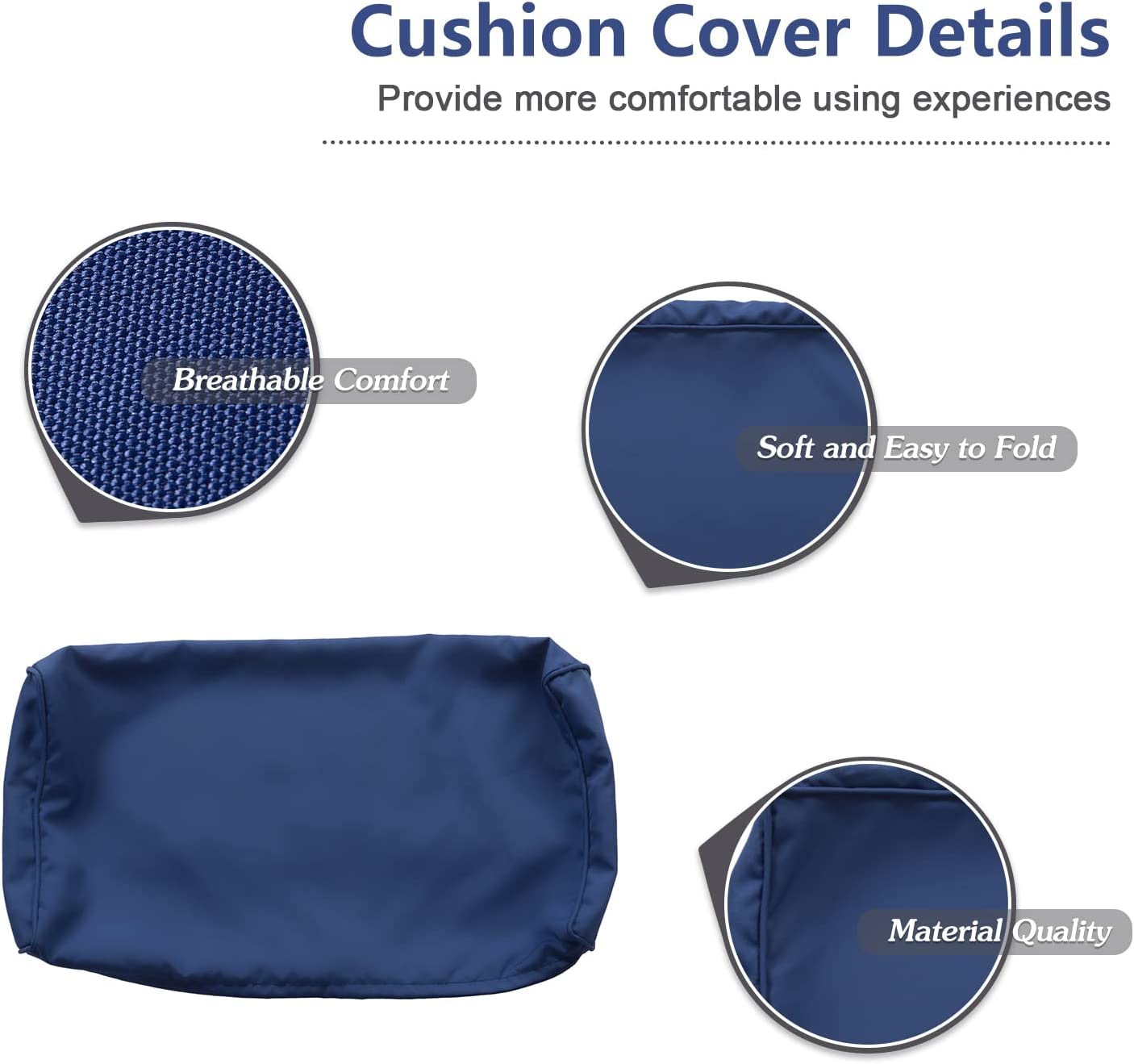 kinbor 14-Piece Outdoor Couch Cushion Covers with Zipper - Replacement Slipcovers for Sectional Sofa Furniture Set, Washable Dark Blue Patio Cushion Covers | Perfect for Backyard, Deck, Poolside & Patio Furniture Protection