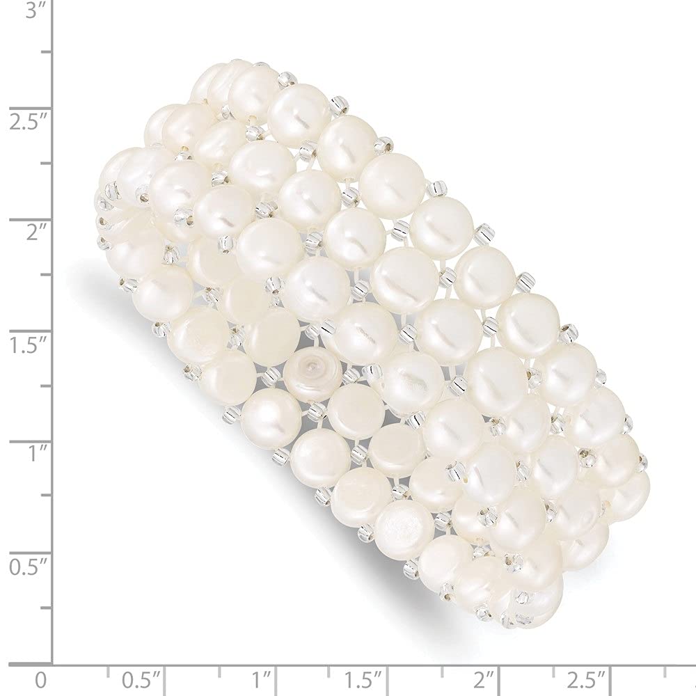 Diamond2Deal 3-Row Stretch Pearl Bracelet - Plastic Beaded Fashion Jewelry for Women, Girls | Perfect for Parties, Weddings & Everyday Wear